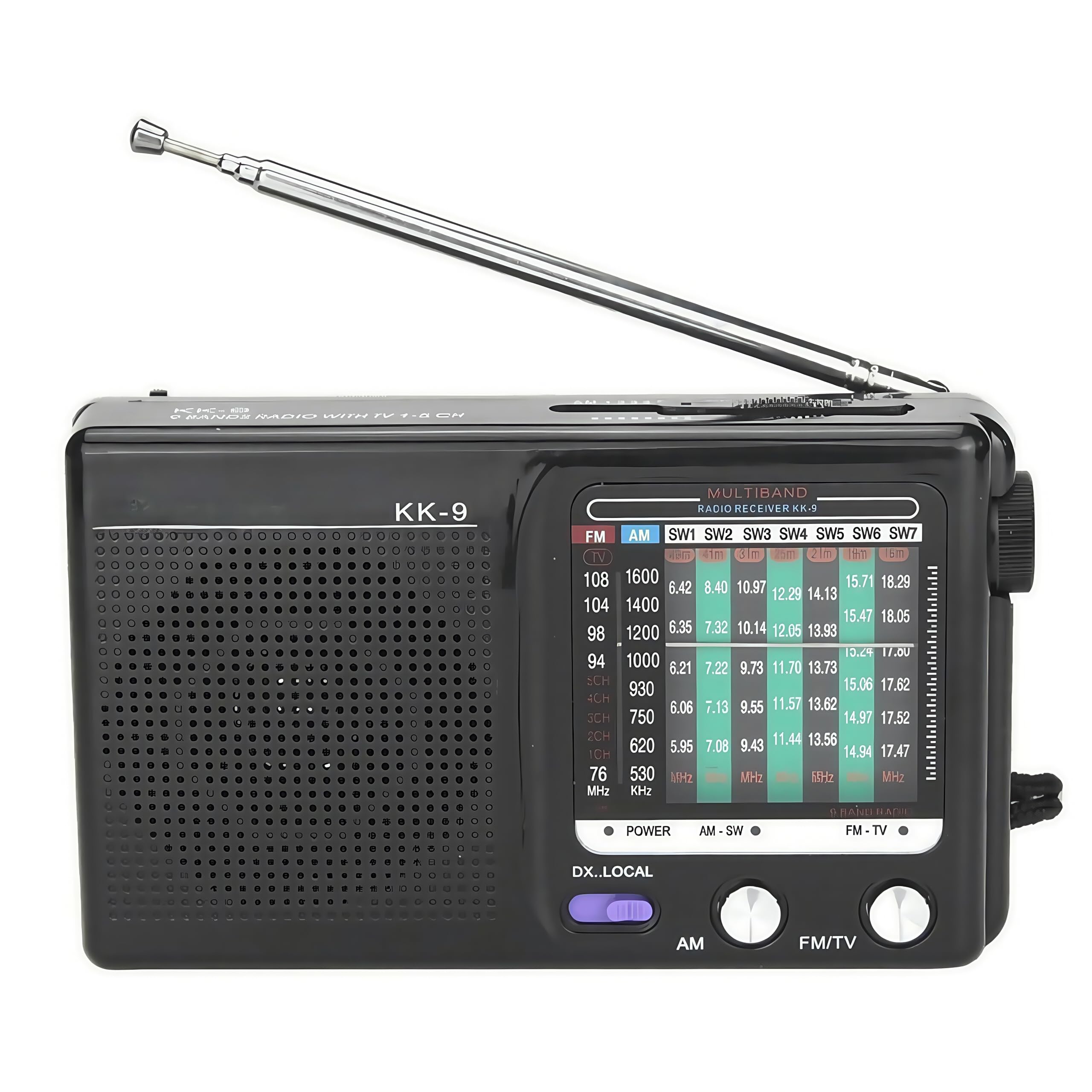 9 Band Portable Transistor Radio FM/AM/SW1~SW7 Battery Powered Portable Bag Loud Speaker Indoor Outdoor
