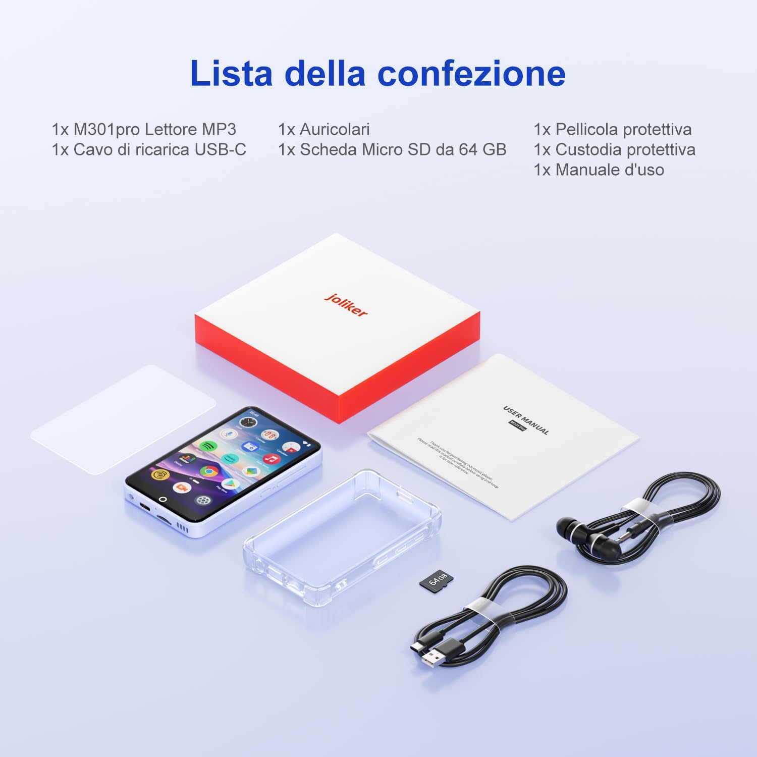 96GB MP3 Player with Bluetooth and WiFi, 4.02 inch Touchscreen, MP4 MP3 Player, Portable Android MP3 Player with Spotify, Audible, Amazon Music, Deezer, HiFi Music Player with 96GB Violetta