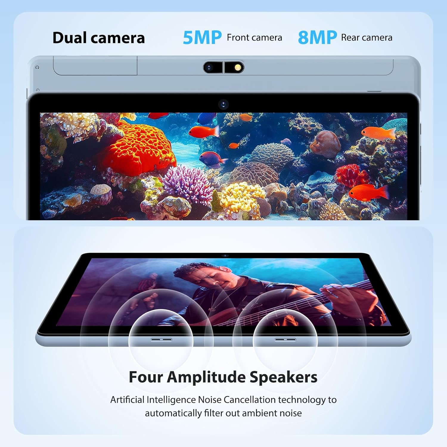 Android Tablet 15,36GB+128GB/1TB 10 Inch Tablet,8000mAh,1280 * 800 IPS,Widevine L1,Face ID/5G WiFi/BT5.0/OTG,Tablets on offer with Keyboard,Mouse,Blue Large L231-blue