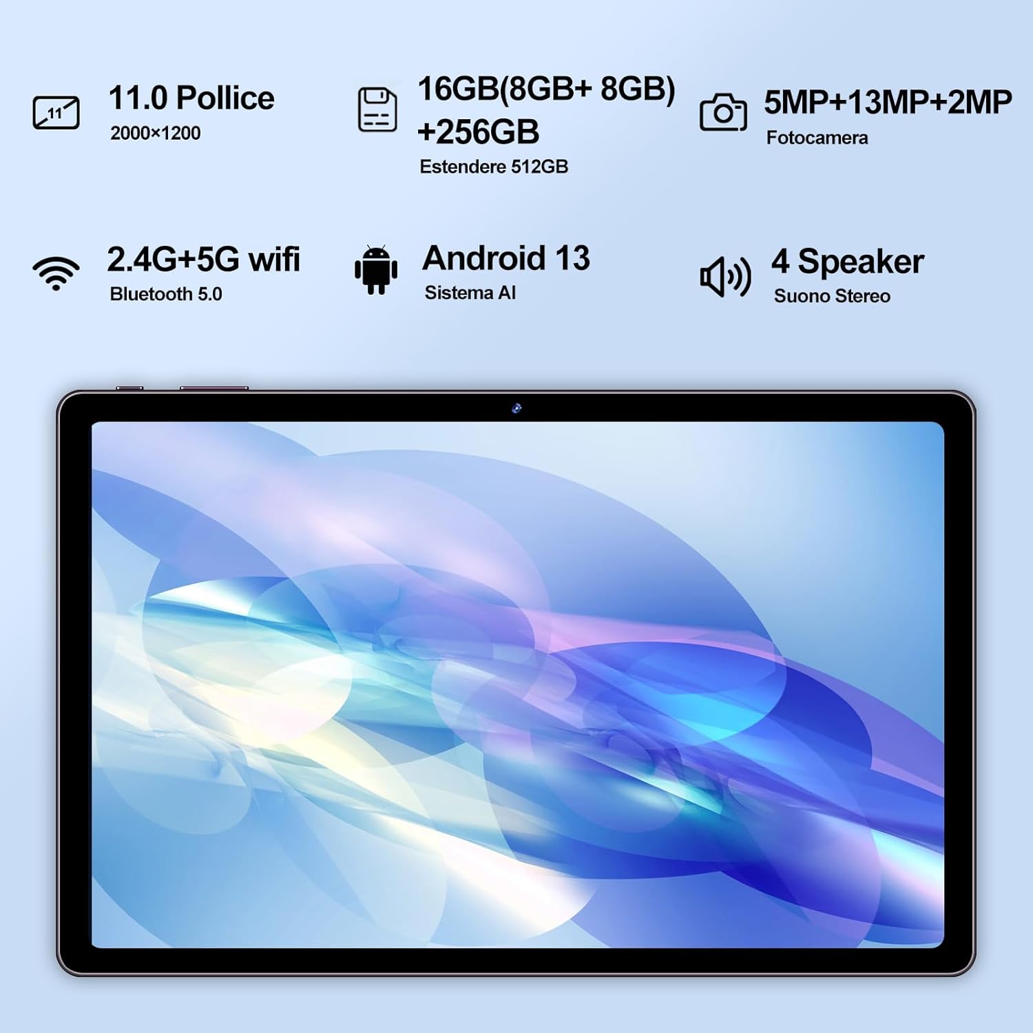 AOCWEI 2024 Android 13 Tablet 11 Inch 2K 16GB RAM+256GB ROM (TF 512GB) |5G+2.4G WiFi | Bluetooth 5.0 |Octa Core|2.0Ghz |8600mAh|2000 * 1200pixels |5+13MP |Tablet with Keyboard and Mouse, Gray Case3