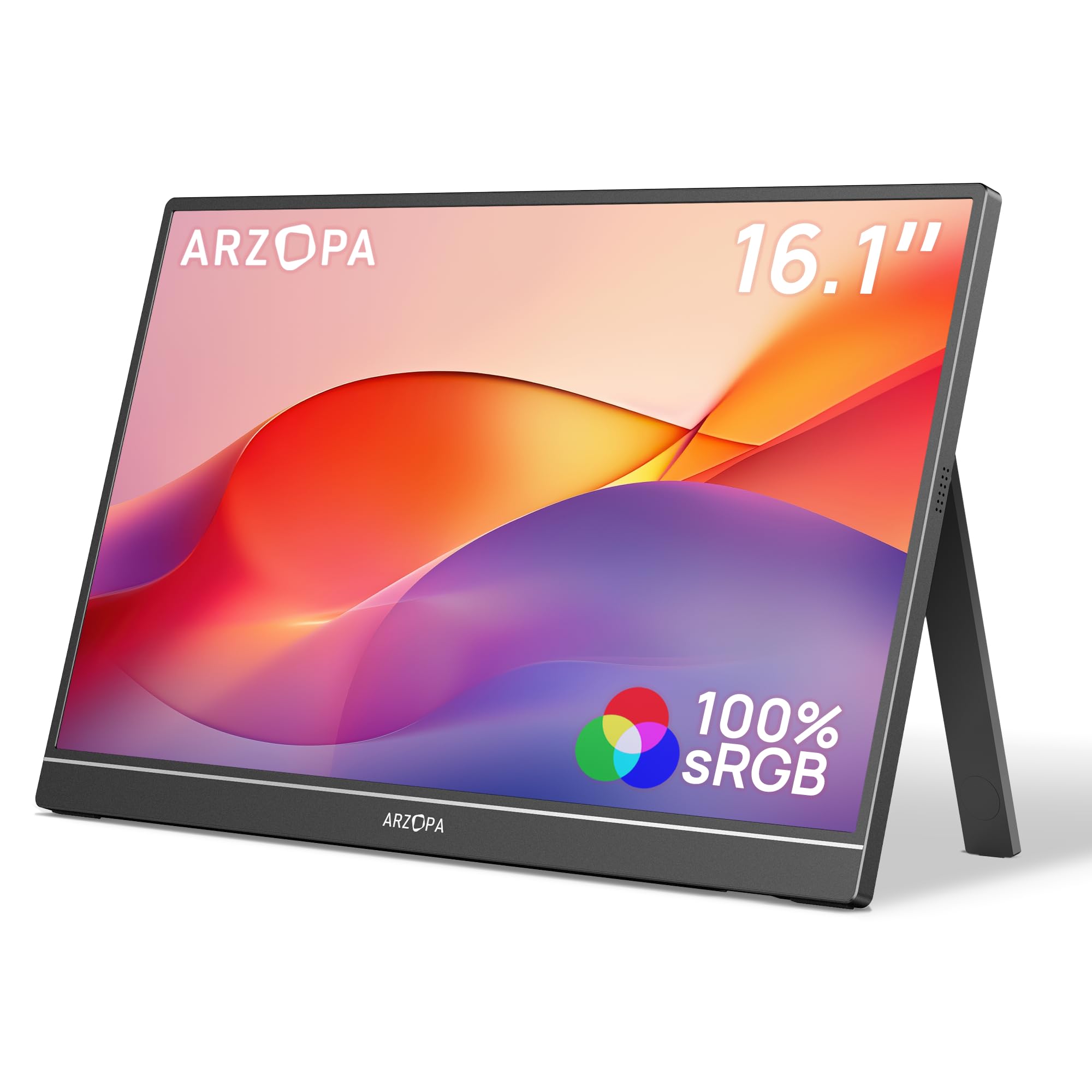 ARZOPA Portable Monitor 16.1" IPS 100% sRGB | FHD 1080P Screen | HDR10 | Ultra Thin 9.3mm | Built-in Speakers | Plug & Play for Laptop, PC, Mac, Console - Z1C