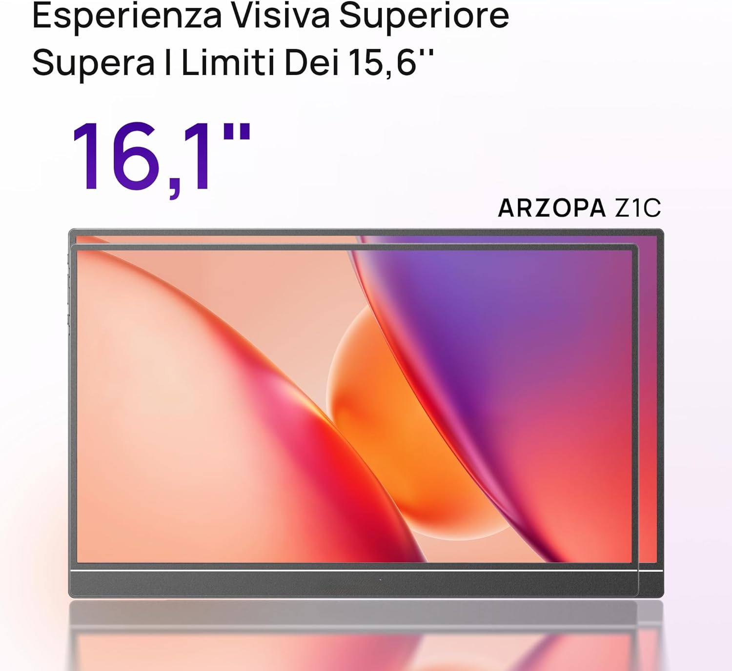 ARZOPA Portable Monitor 16.1" IPS 100% sRGB | FHD 1080P Screen | HDR10 | Ultra Thin 9.3mm | Built-in Speakers | Plug & Play for Laptop, PC, Mac, Console - Z1C