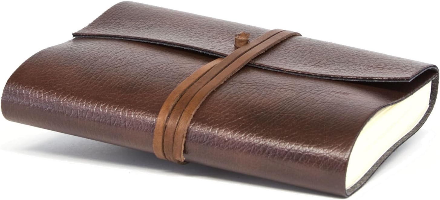Belcraft Tivoli Recycled Leather Diary/Notebook with Interchangeable Pad, Handmade by Tuscan Artisans, Includes Gift Box, A5 (15x21 cm) Brown (Brown)