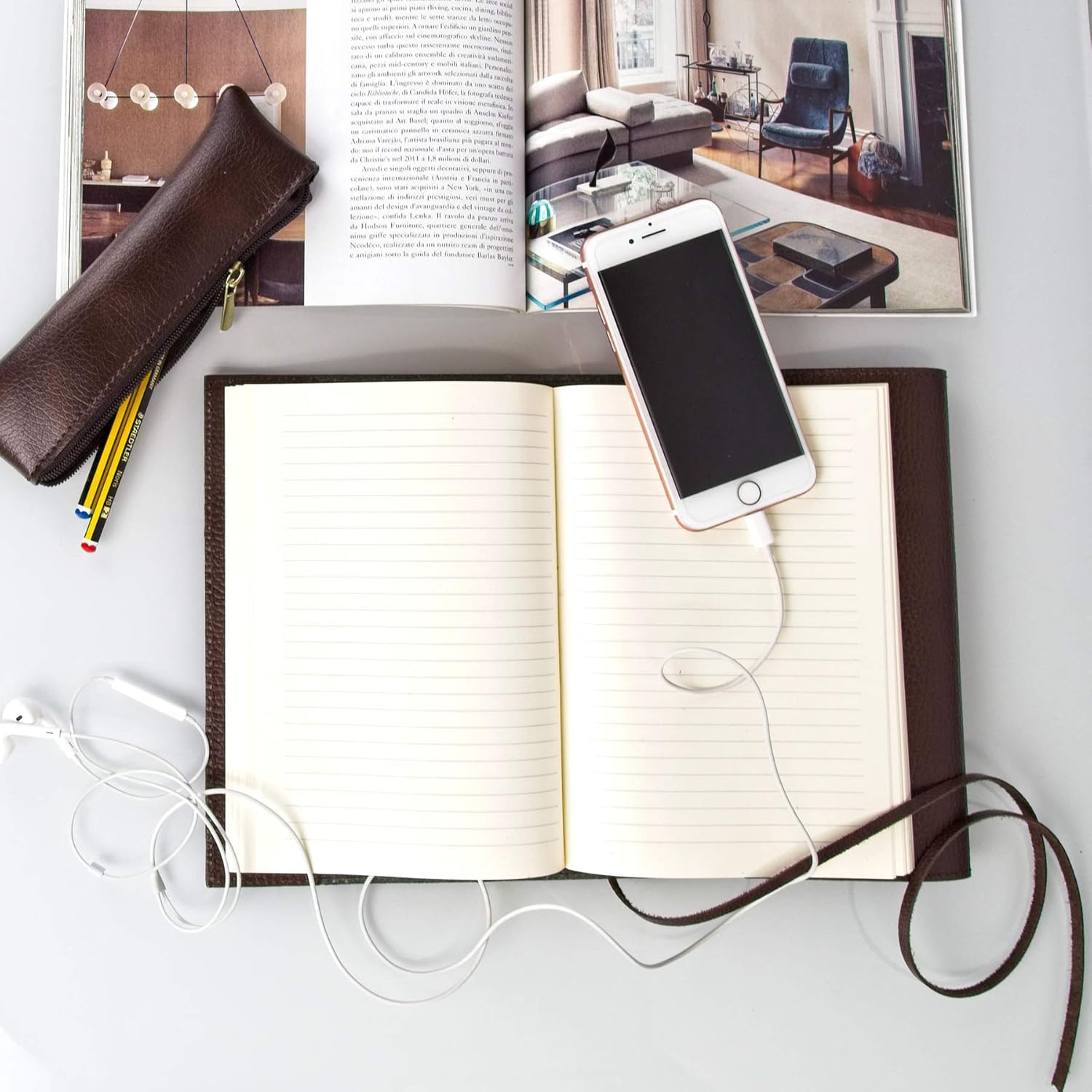 Belcraft Tivoli Recycled Leather Diary/Notebook with Interchangeable Pad, Handmade by Tuscan Artisans, Includes Gift Box, A5 (15x21 cm) Brown (Brown)