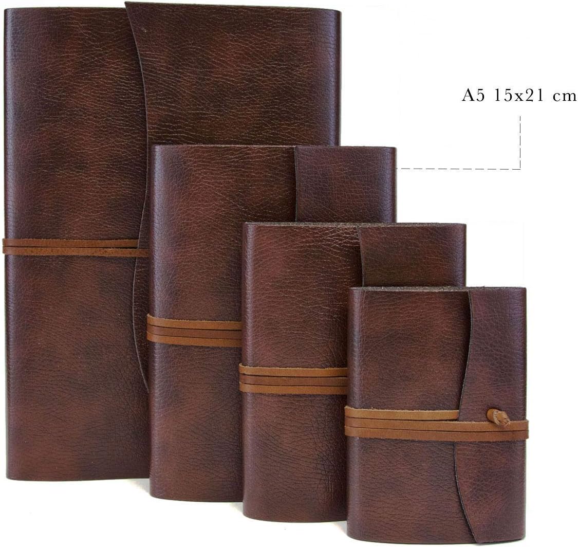 Belcraft Tivoli Recycled Leather Diary/Notebook with Interchangeable Pad, Handmade by Tuscan Artisans, Includes Gift Box, A5 (15x21 cm) Brown (Brown)