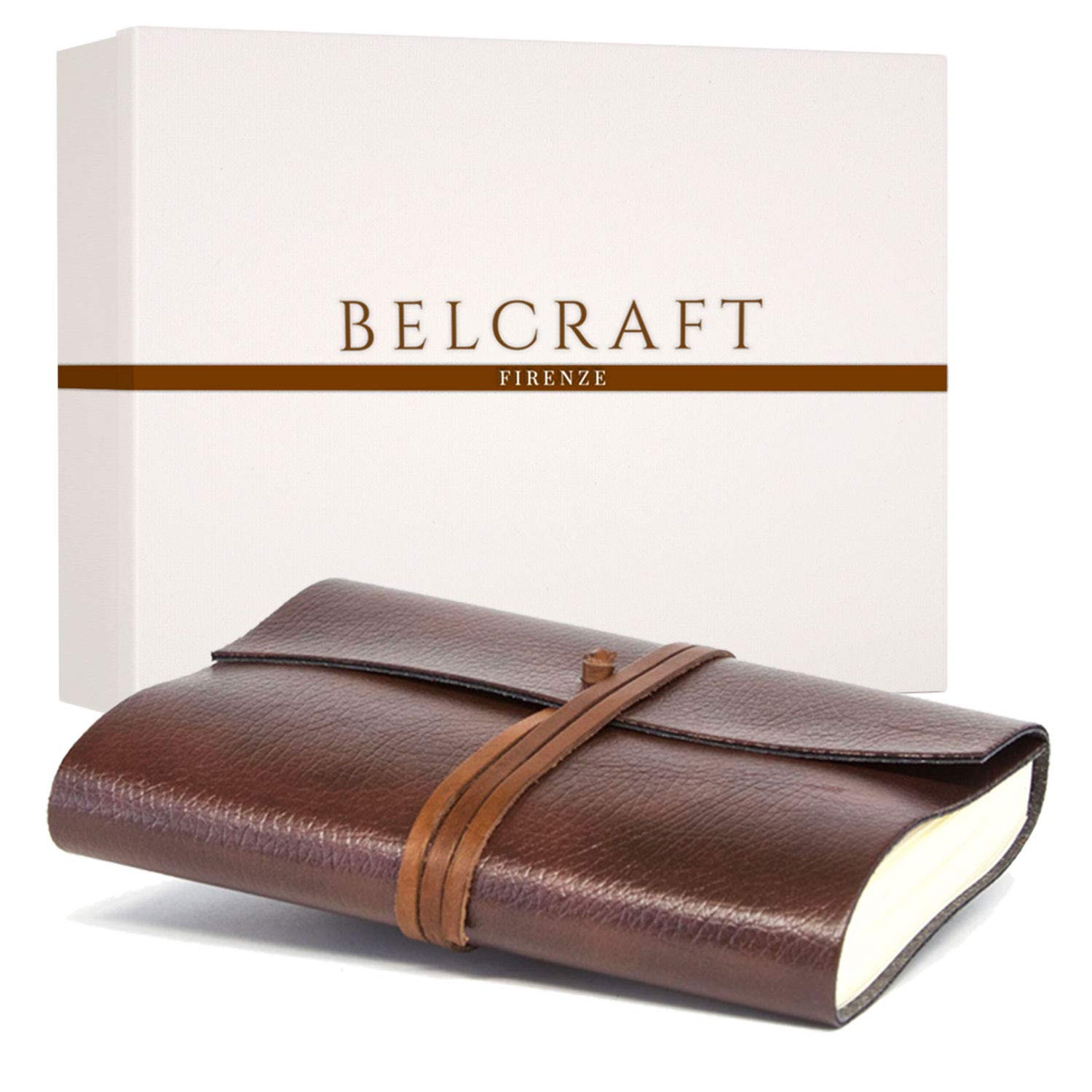 Belcraft Tivoli Recycled Leather Diary/Notebook with Interchangeable Pad, Handmade by Tuscan Artisans, Includes Gift Box, A5 (15x21 cm) Brown (Brown)