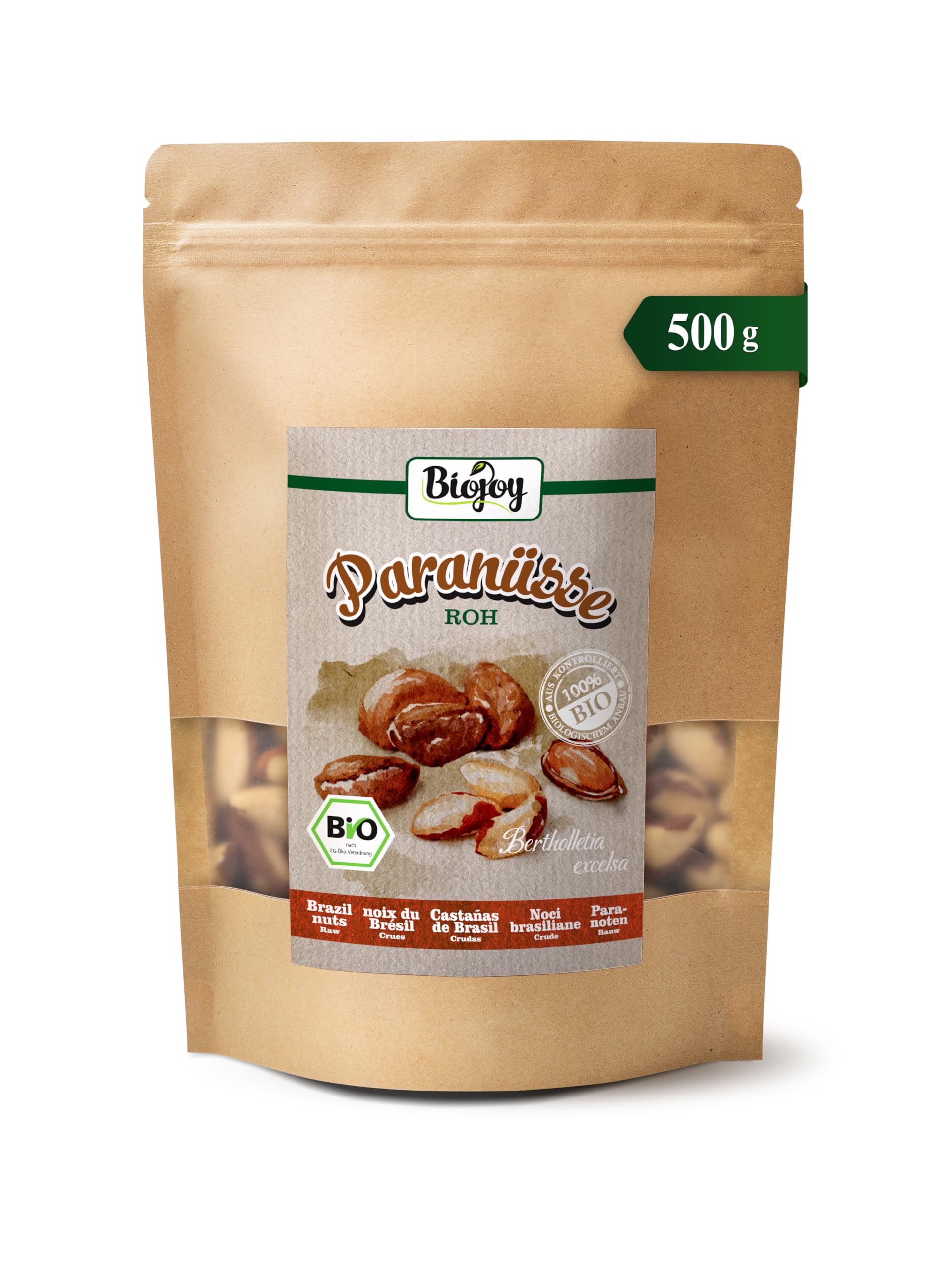 Biojoy Organic Shelled Brazil Nuts (500 g), raw, unsalted and natural Brazil nuts 500 g