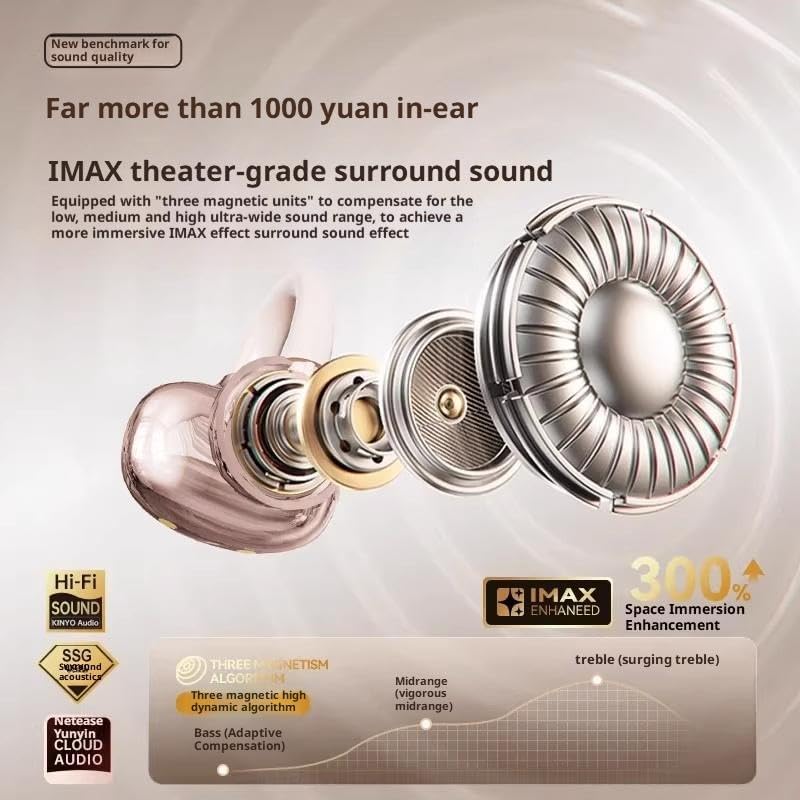 Bluetooth 6.0 Wireless Clip-on Earphones with Detachable Butterfly Earrings, IPX5 Waterproof, 50 Hours Playtime, Jewelry, Party Gifts for Women 1 Set Black