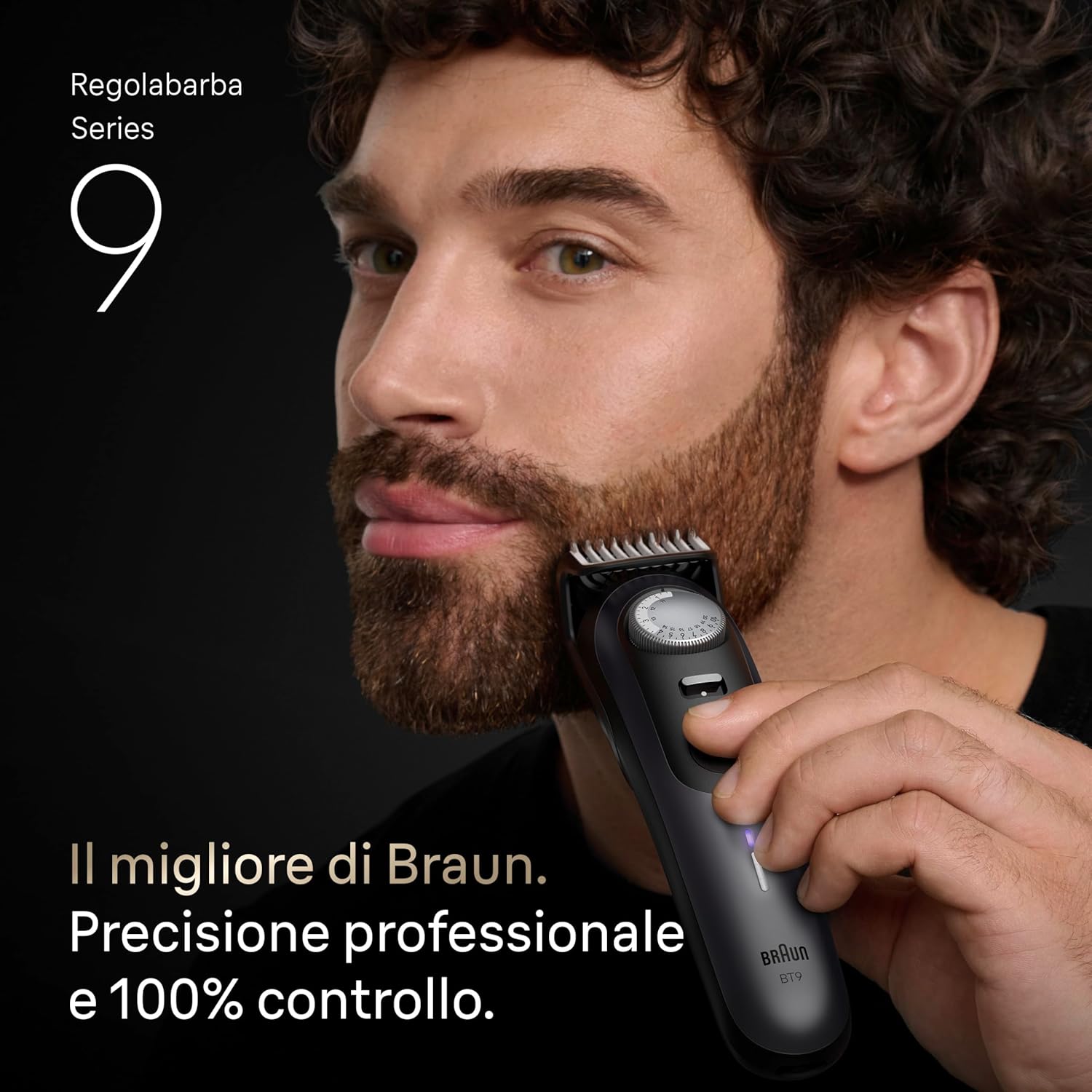 Braun Men's Beard Trimmer Series 9, +14 Barber Tools, Electric Beard Shaver, ProBlade Sharp Blade for Life, 180 Min, Precision Selector with 52 Lengths, Waterproof, BT9565, Titanium BT 9