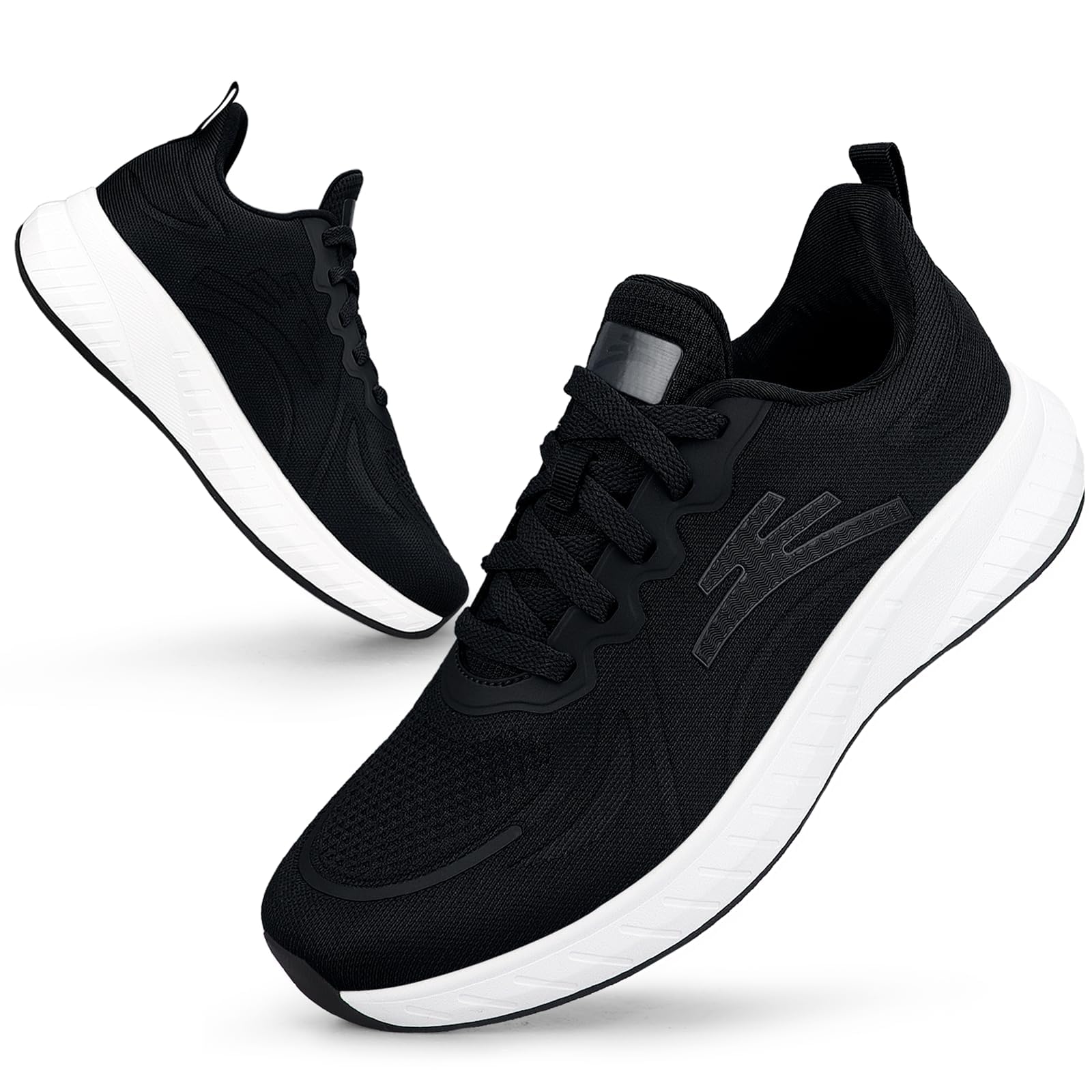 Breathable Running Shoes for Men Anti-Slip Mens Athletic Shoes Lightweight Mens Walking Sneakers for Gym Jogging Sports and Workout 8 Black White