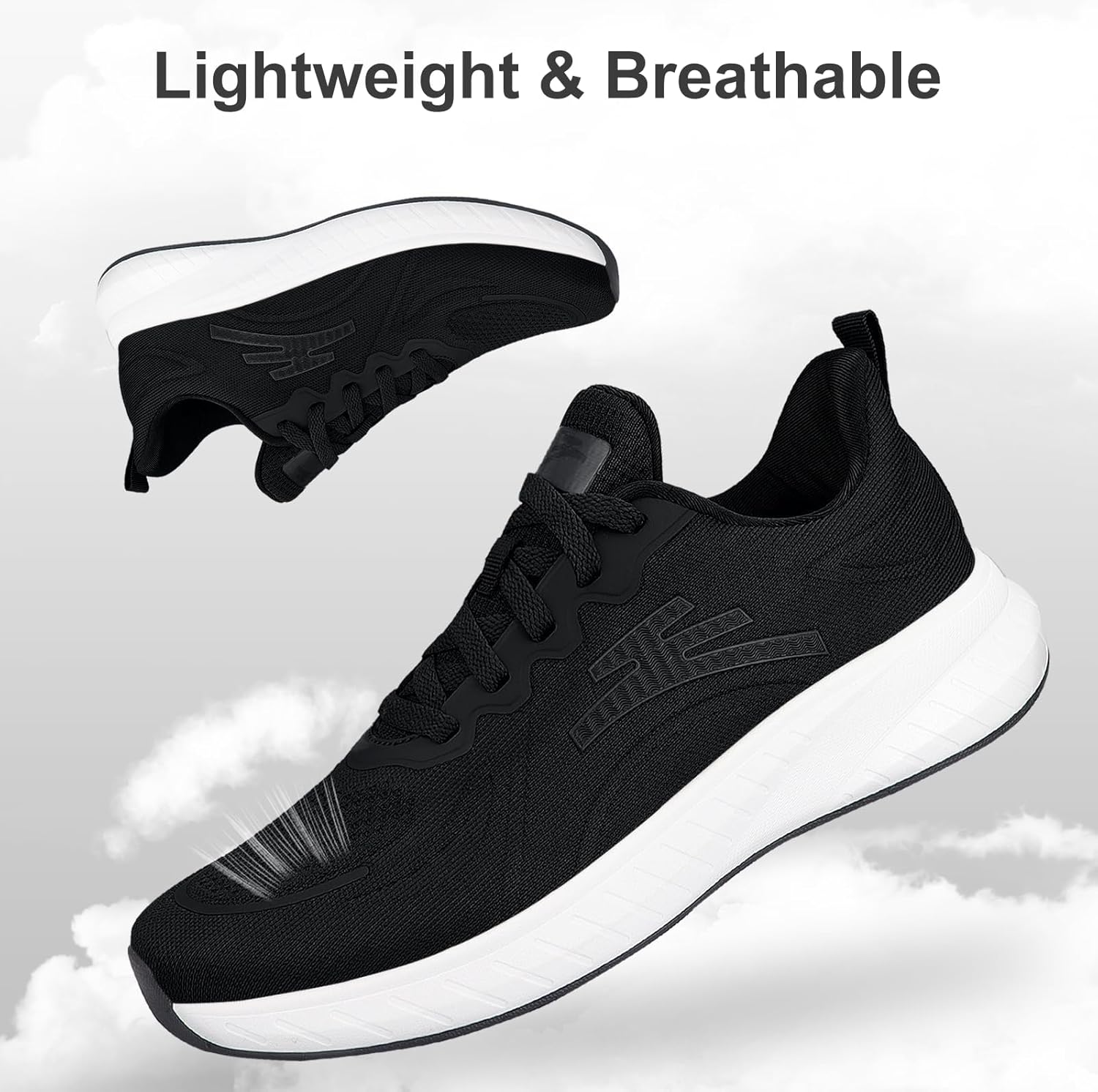 Breathable Running Shoes for Men Anti-Slip Mens Athletic Shoes Lightweight Mens Walking Sneakers for Gym Jogging Sports and Workout 8 Black White