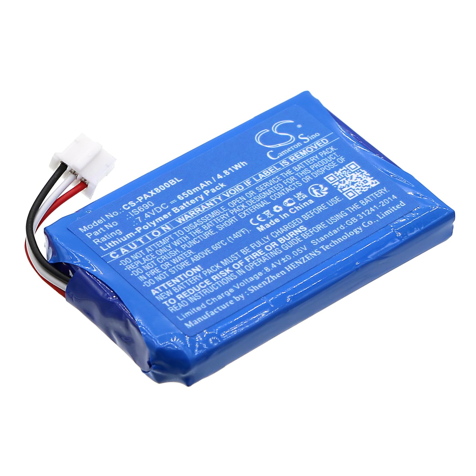 CS Cameron Sino 650mAh / 4.81Wh Replacement Battery for Pax Q80, IS690