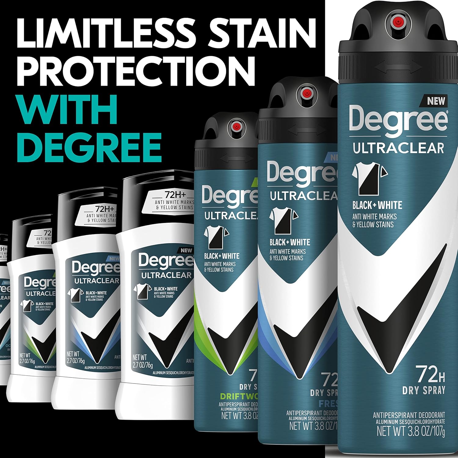 Degree Men UltraClear Antiperspirant Deodorant Black + White 72-Hour Sweat & Odor Protection Antiperspirant For Men With MotionSense Technology 2.7 Ounce (Pack of 4) 2.7 Ounce (Pack of 4) UltraClear