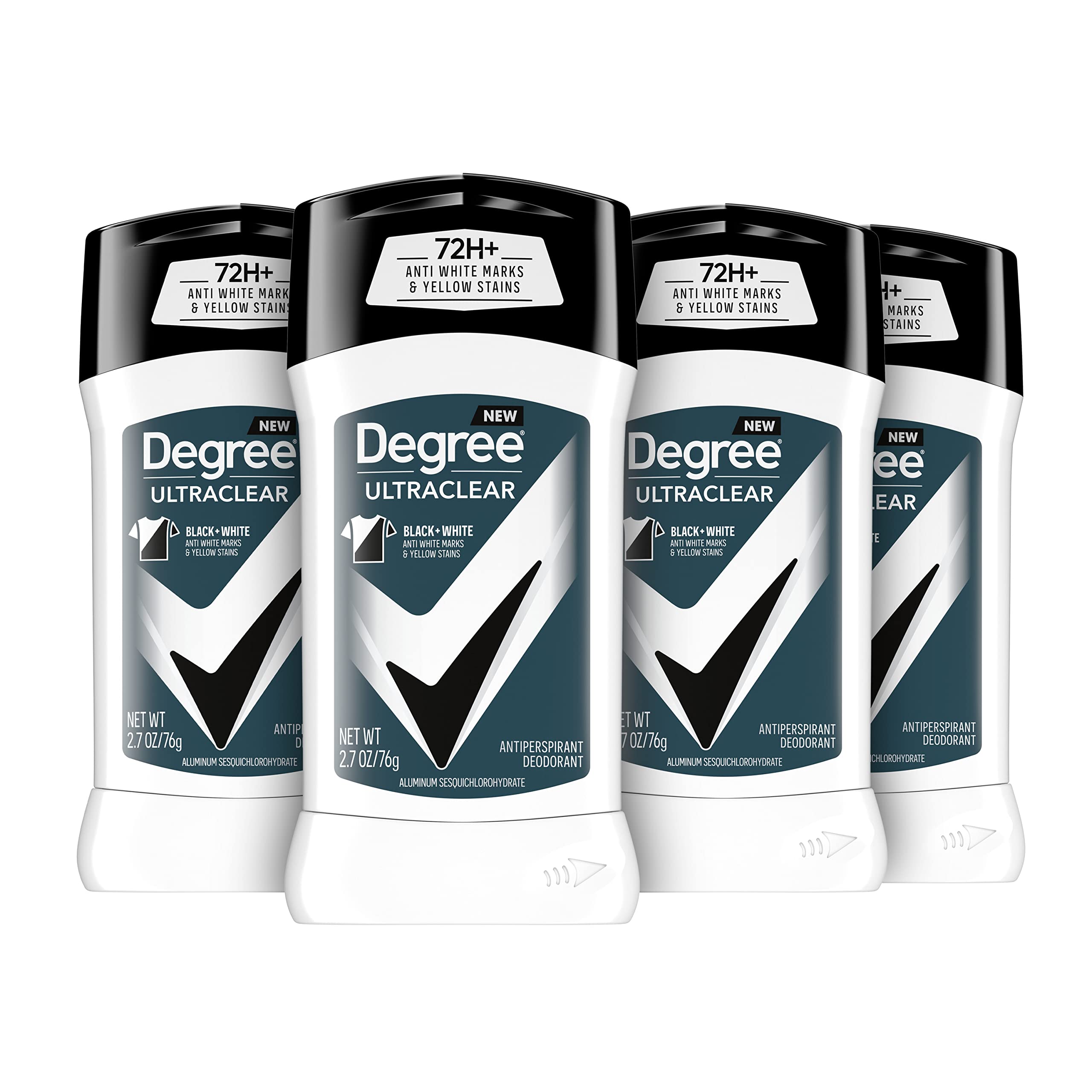 Degree Men UltraClear Antiperspirant Deodorant Black + White 72-Hour Sweat & Odor Protection Antiperspirant For Men With MotionSense Technology 2.7 Ounce (Pack of 4) 2.7 Ounce (Pack of 4) UltraClear