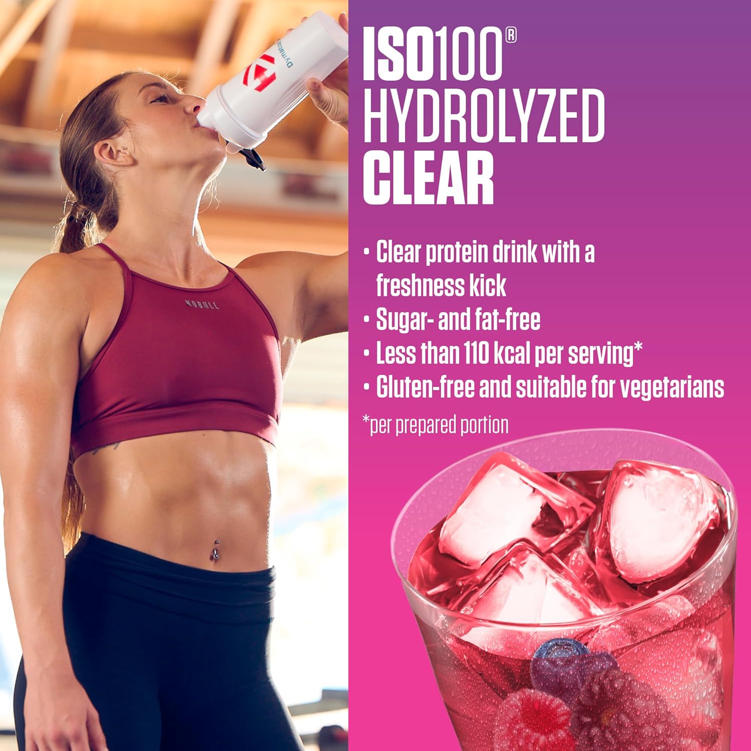 Dymatize ISO 100 Hydrolized Clear Wild Bery Lollipop 900g Hydrolyzed and Isolated Clear Whey Protein Powder Wild Berry Lollipop 28 servings