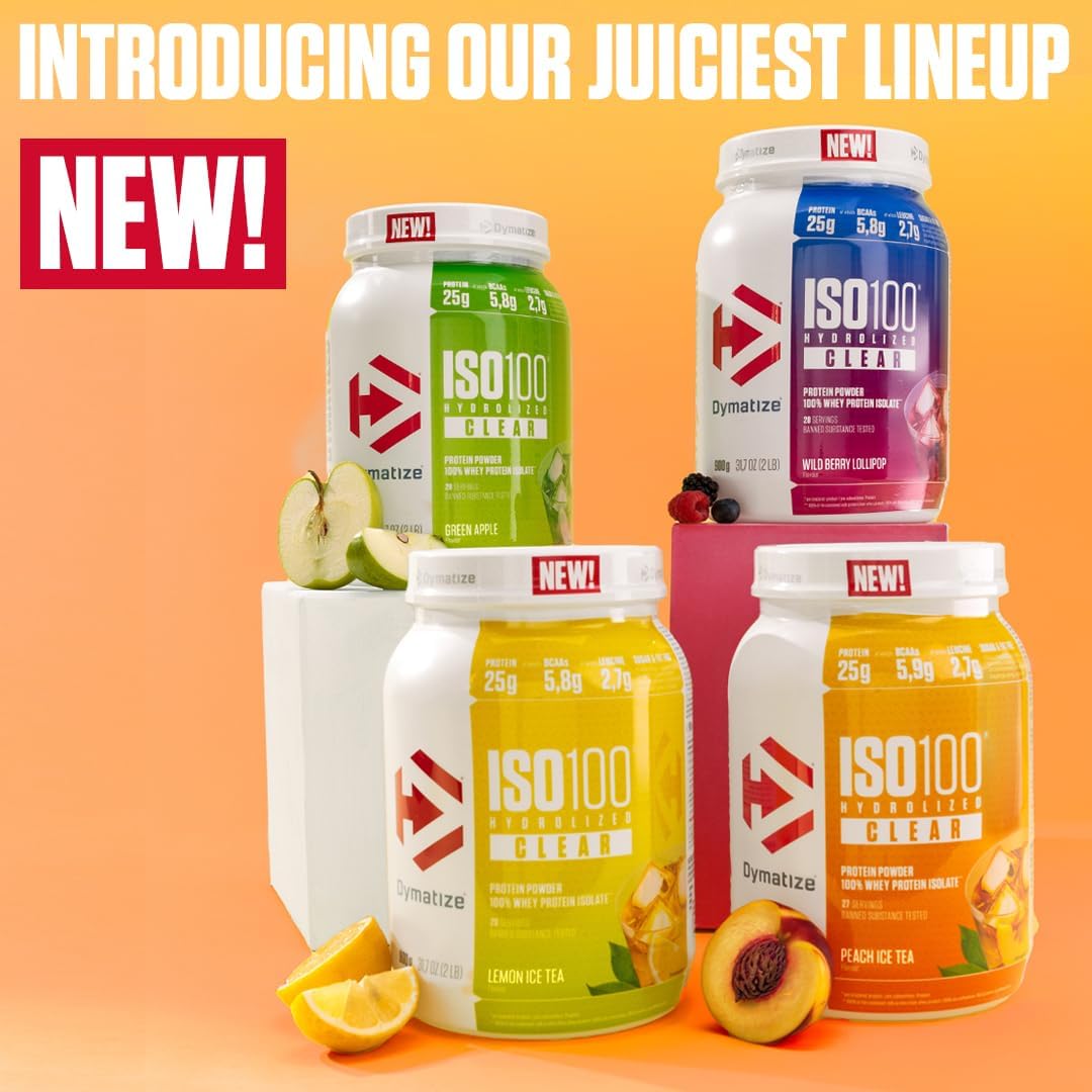 Dymatize ISO 100 Hydrolyzed Clear Lemon Ice Tea 900g Hydrolyzed and isolated clear whey protein powder