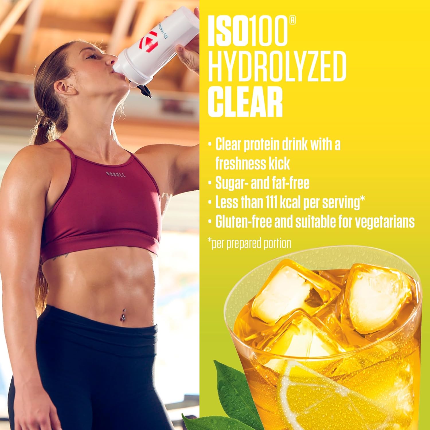 Dymatize ISO 100 Hydrolyzed Clear Lemon Ice Tea 900g Hydrolyzed and isolated clear whey protein powder