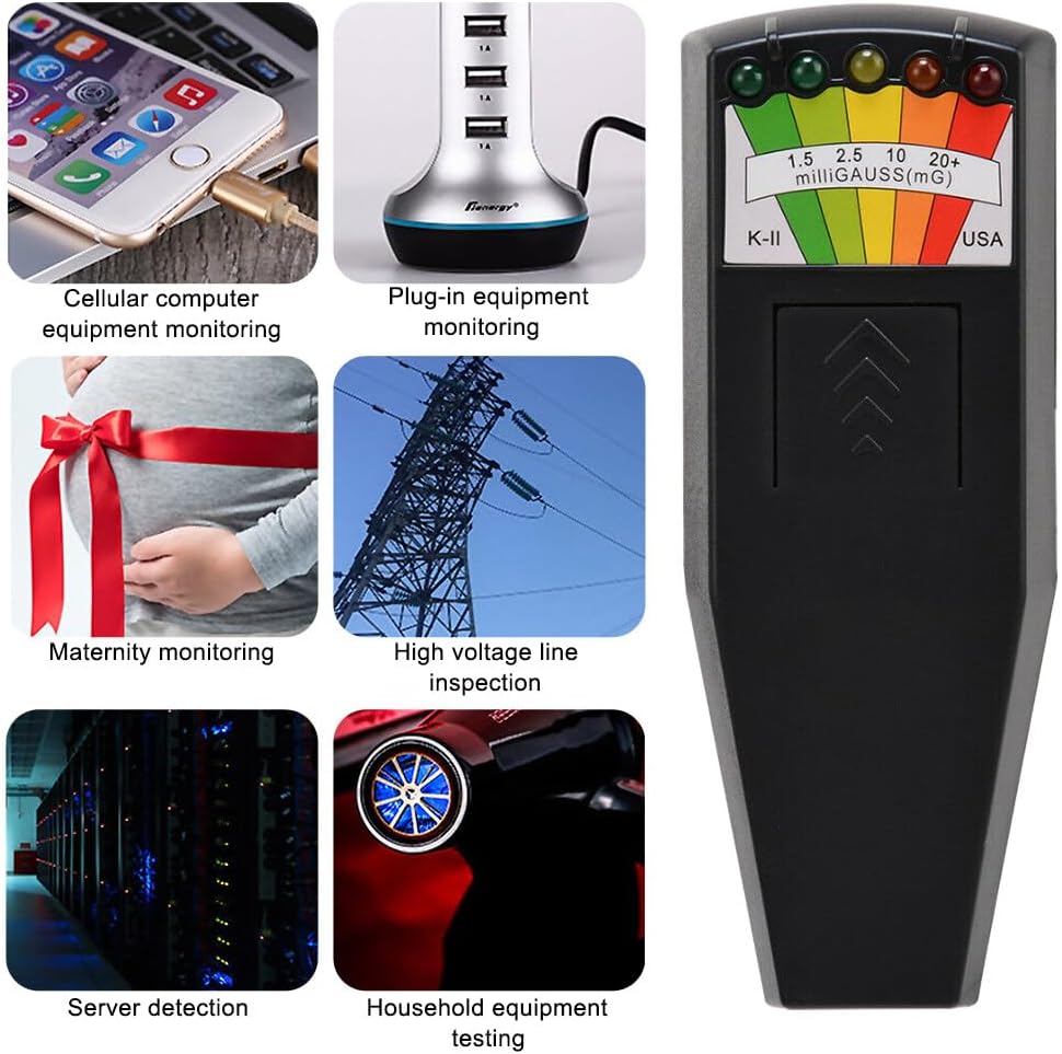 EMF Detector, Portable K2 Ghost Detector, 5 LED EMF Ghost Detector K2, K2 EMF Detector, for Office, Home, Ghost Hunting, Black