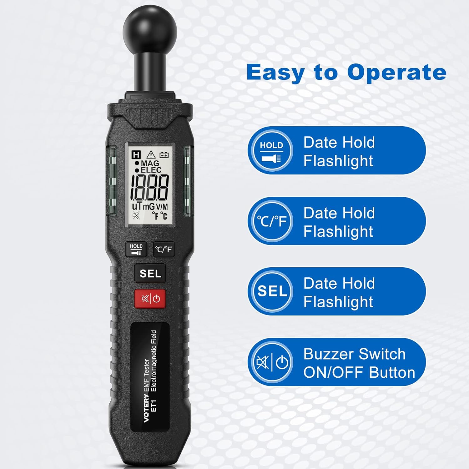 EMF Meter, Portable Digital EMF Meter, LCD Panel with Buzzer and Indicator Light, Suitable for Electromagnetic Field Inspection at Home, Office, Outdoor, Computer Room, etc.