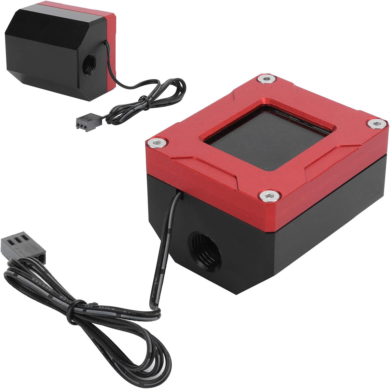 Fasient1 PC Water Cooling Thermometer, Digital Flow Meter Indicator Computer Water Cooling Thermometer, G1/4 Inch, Small 3 Pin Suitable for Kit