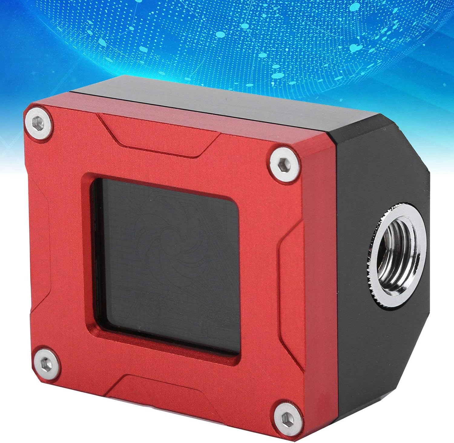 Fasient1 PC Water Cooling Thermometer, Digital Flow Meter Indicator Computer Water Cooling Thermometer, G1/4 Inch, Small 3 Pin Suitable for Kit