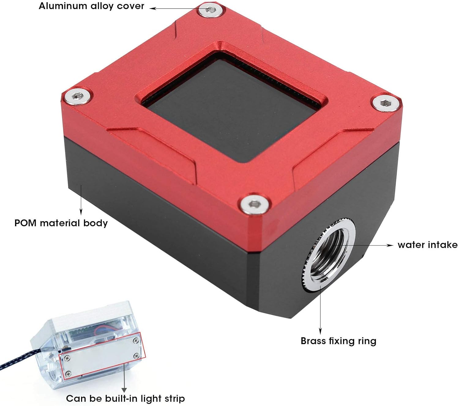 Fasient1 PC Water Cooling Thermometer, Digital Flow Meter Indicator Computer Water Cooling Thermometer, G1/4 Inch, Small 3 Pin Suitable for Kit