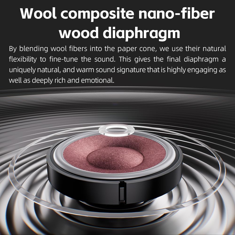 FiiO FT13 Audiophile Closed-Back Headphones, 60mm Large Dynamic Driver with W-Shaped Wool & Nano Wood Fiber Diaphragm, Premium Purpleheart Wood Design, Furukawa Copper Hybrid Cable(Purple) Purpleheart(Natural)