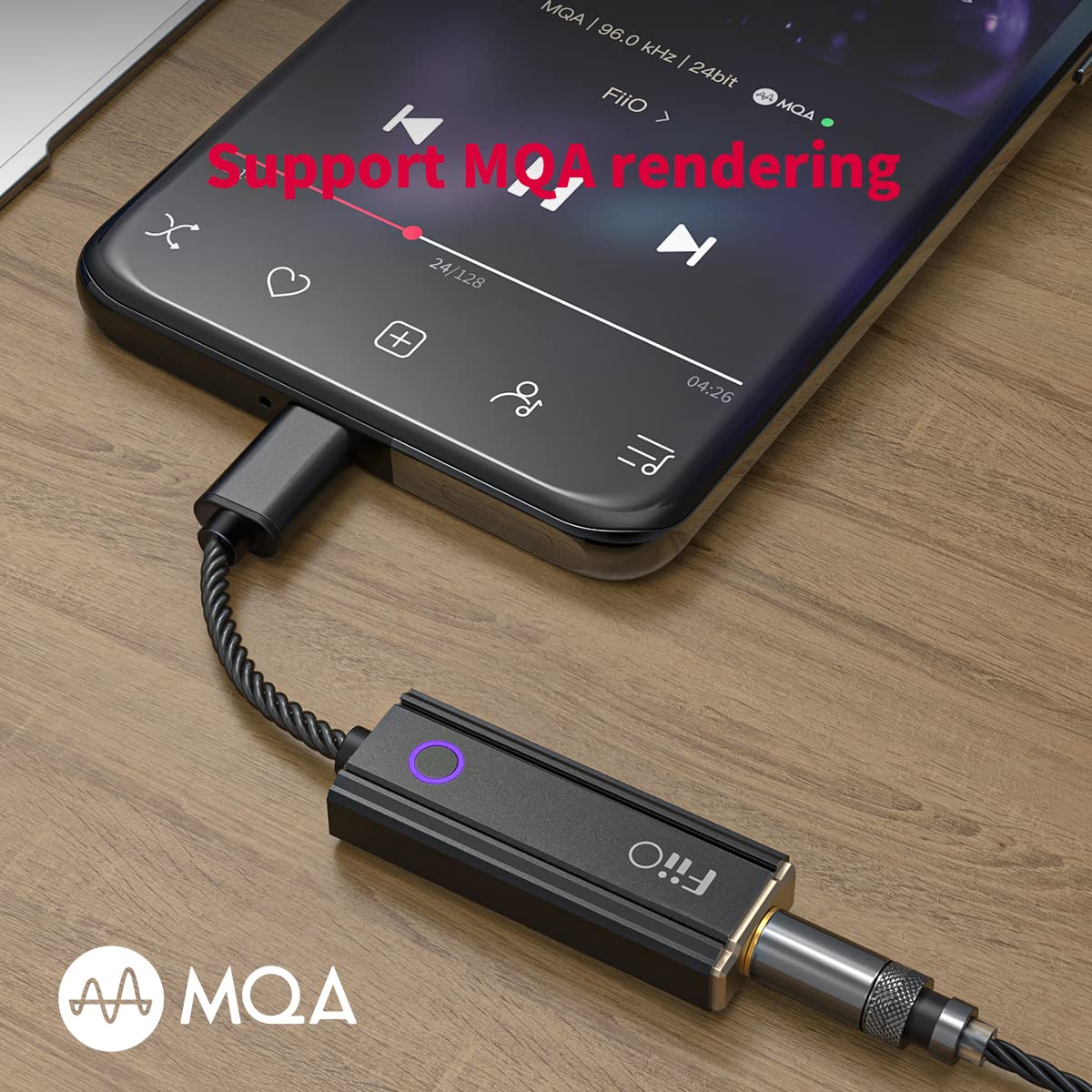 FIIO KA1 Portable DAC with Ultra-compact Headphone Amplifier 32bit/384kHz DSD256 MQA (Standard Version) Black