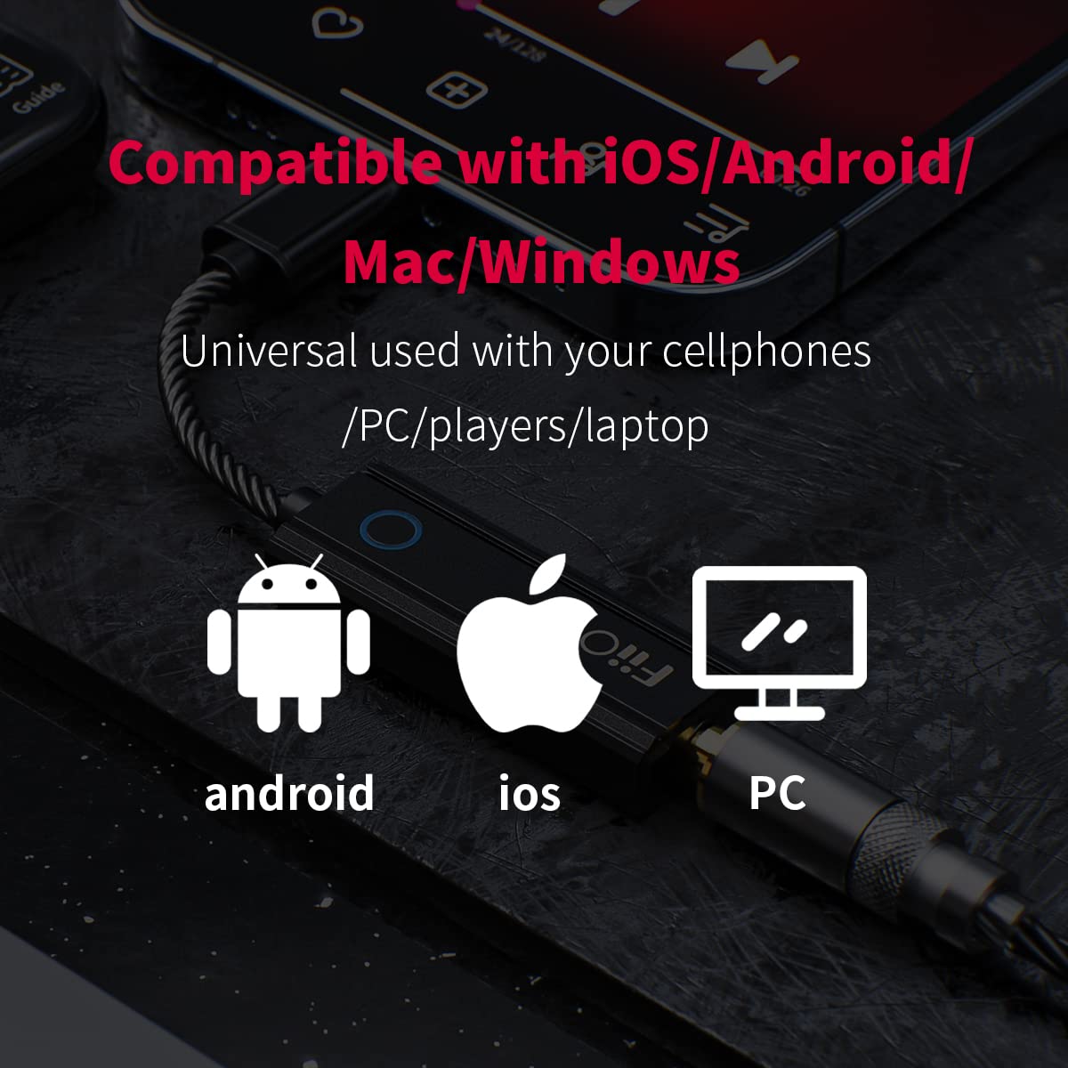 FIIO KA1 Portable DAC with Ultra-compact Headphone Amplifier 32bit/384kHz DSD256 MQA (Standard Version) Black