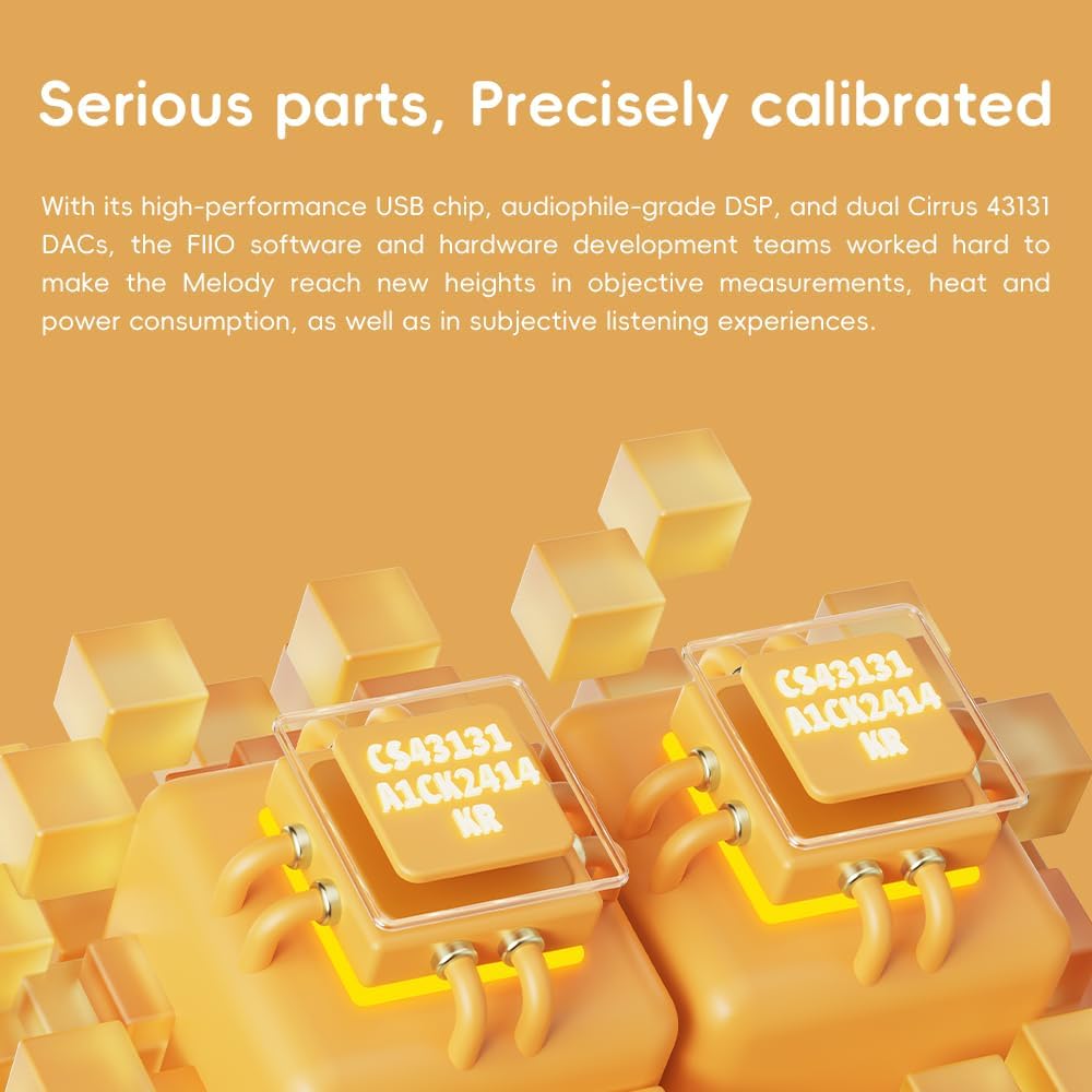 FiiO Snowsky Melody Portable DAC Headphone Amplifier with 4.4mm and 3.5mm Headphone Outputs, Support DSD256, 10-Band PEQ for Android/iOS/Mac/Windows (Macle) Maple