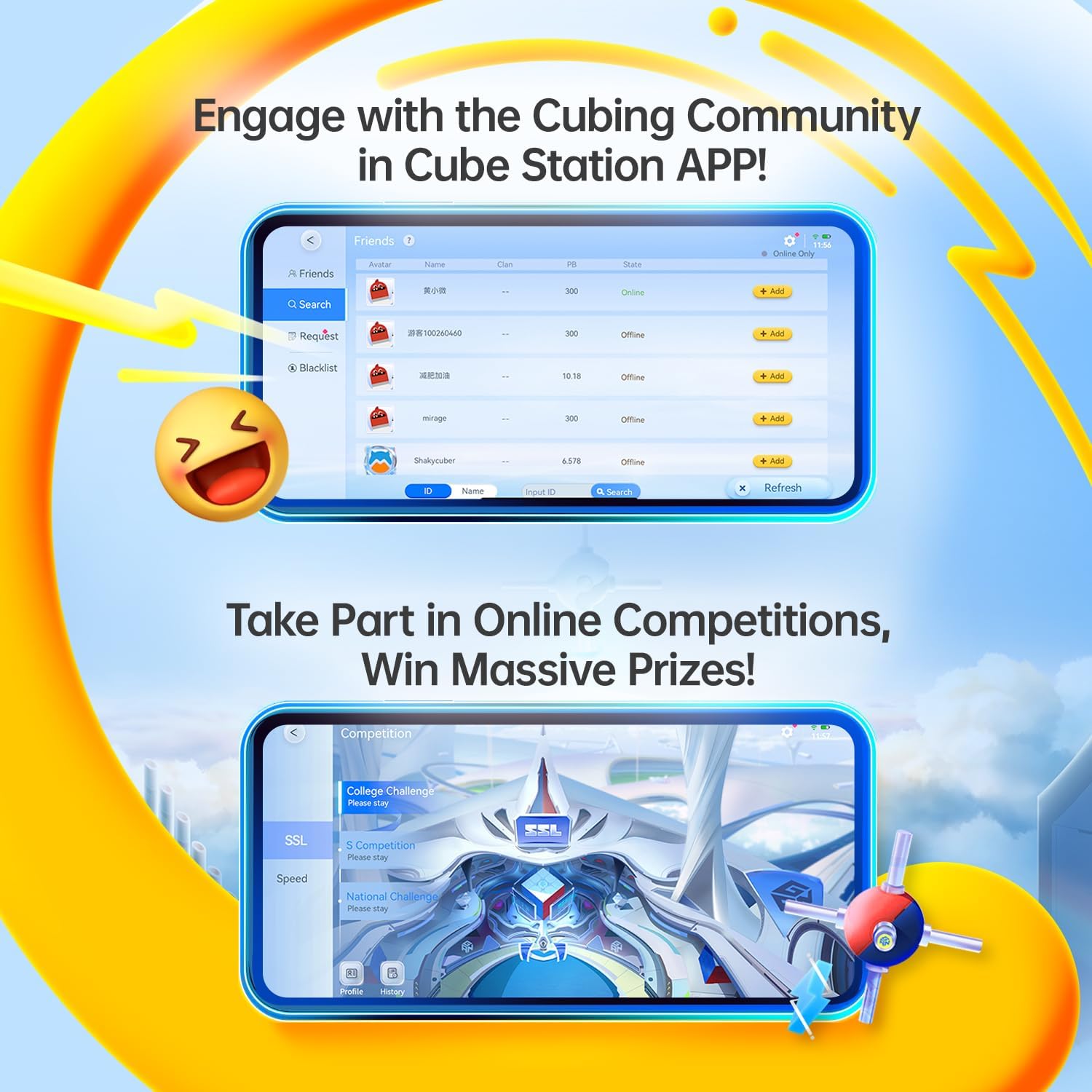 GAN 356iCarry2 3x3 Magnetic Smart Magic Cube, Smart SpeedCube with 700h of Autonomy and Real-Time Monitoring, Online Game Mode with APP