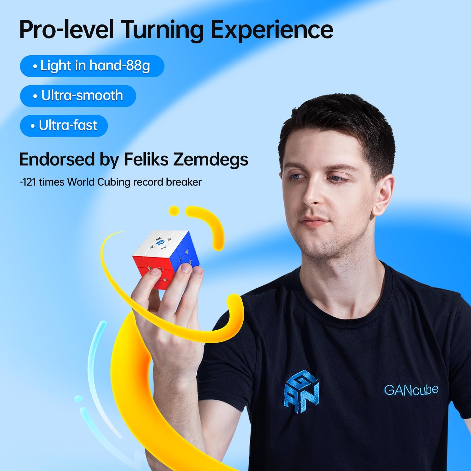 GAN 356iCarry2 3x3 Magnetic Smart Magic Cube, Smart SpeedCube with 700h of Autonomy and Real-Time Monitoring, Online Game Mode with APP