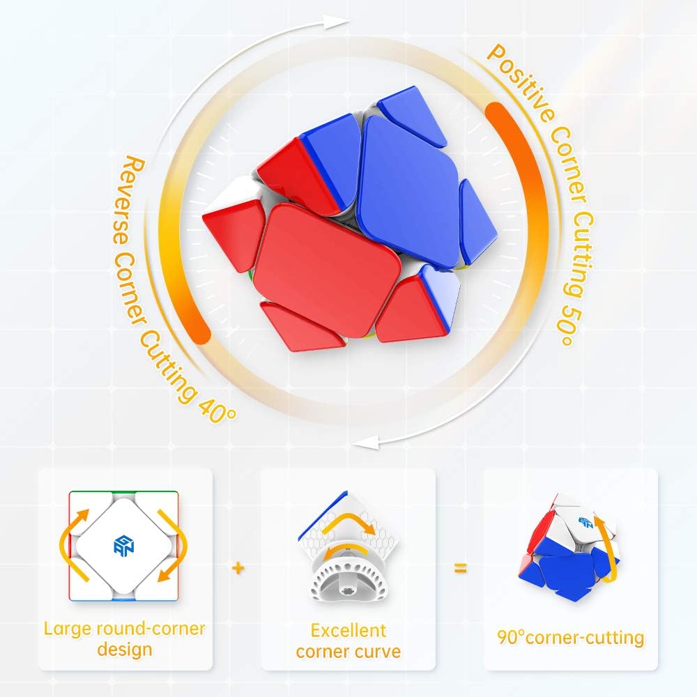 GAN Skewb Speed Cube Professional 3x3 Magnetic Skewb Cube, Oblique Rotation Speed Cube Lightweight Design 8 Built-in Magnets, Suitable for Beginners and Children, As Well as a Gift Standard Version(8M)