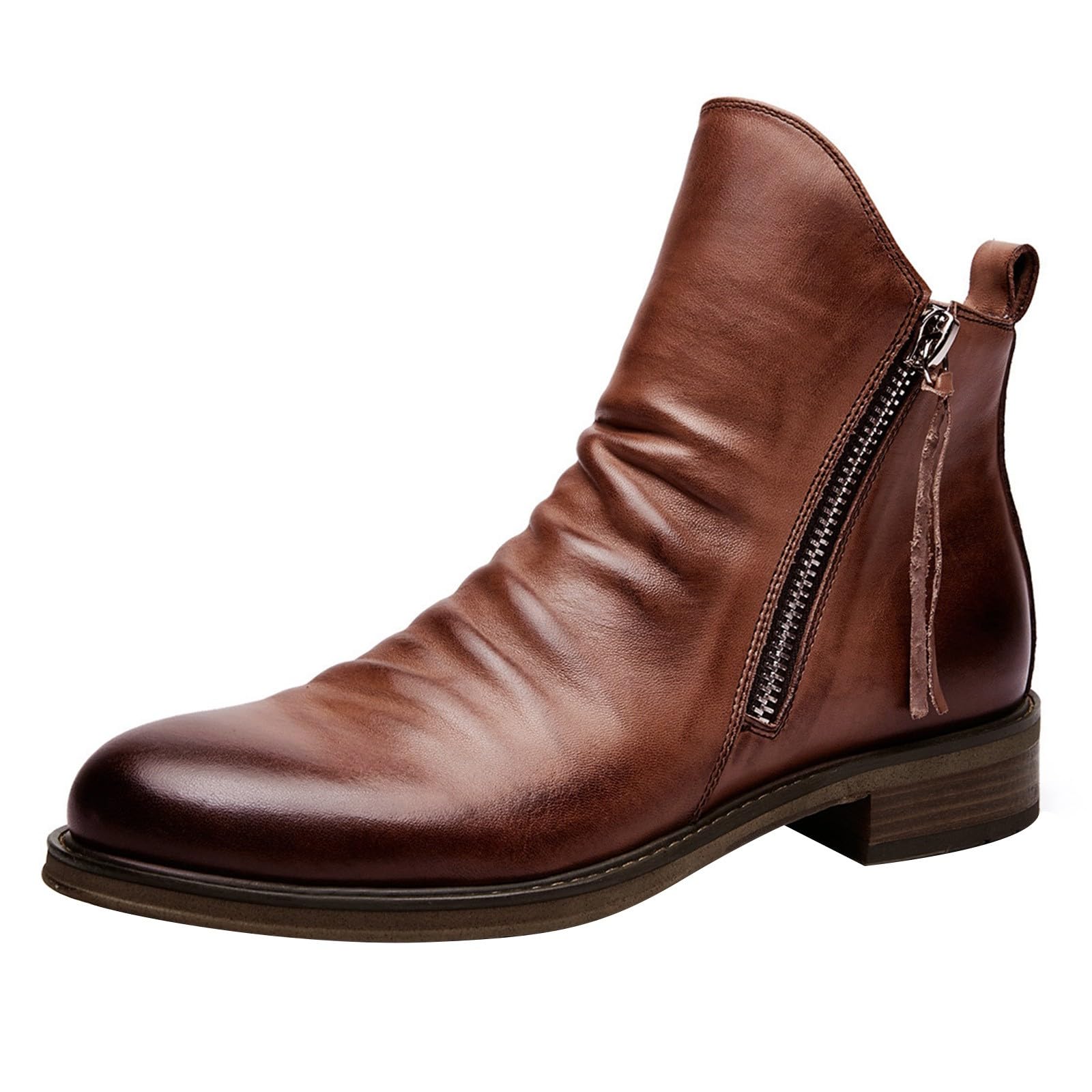 Generisch Men's Shoes High Top Elastic Sport Shoes Fashion Casual Shoes Mens Plus Size Ankle Boots Men's Shoes 10.5 43 EU Brown