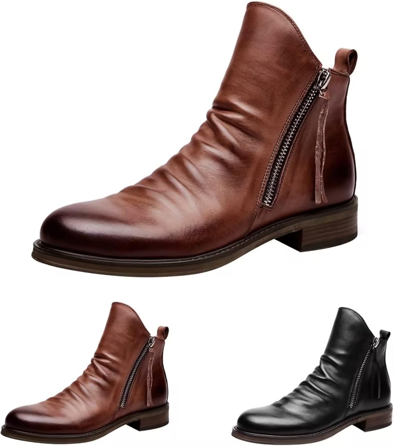 Generisch Men's Shoes High Top Elastic Sport Shoes Fashion Casual Shoes Mens Plus Size Ankle Boots Men's Shoes 10.5 43 EU Brown