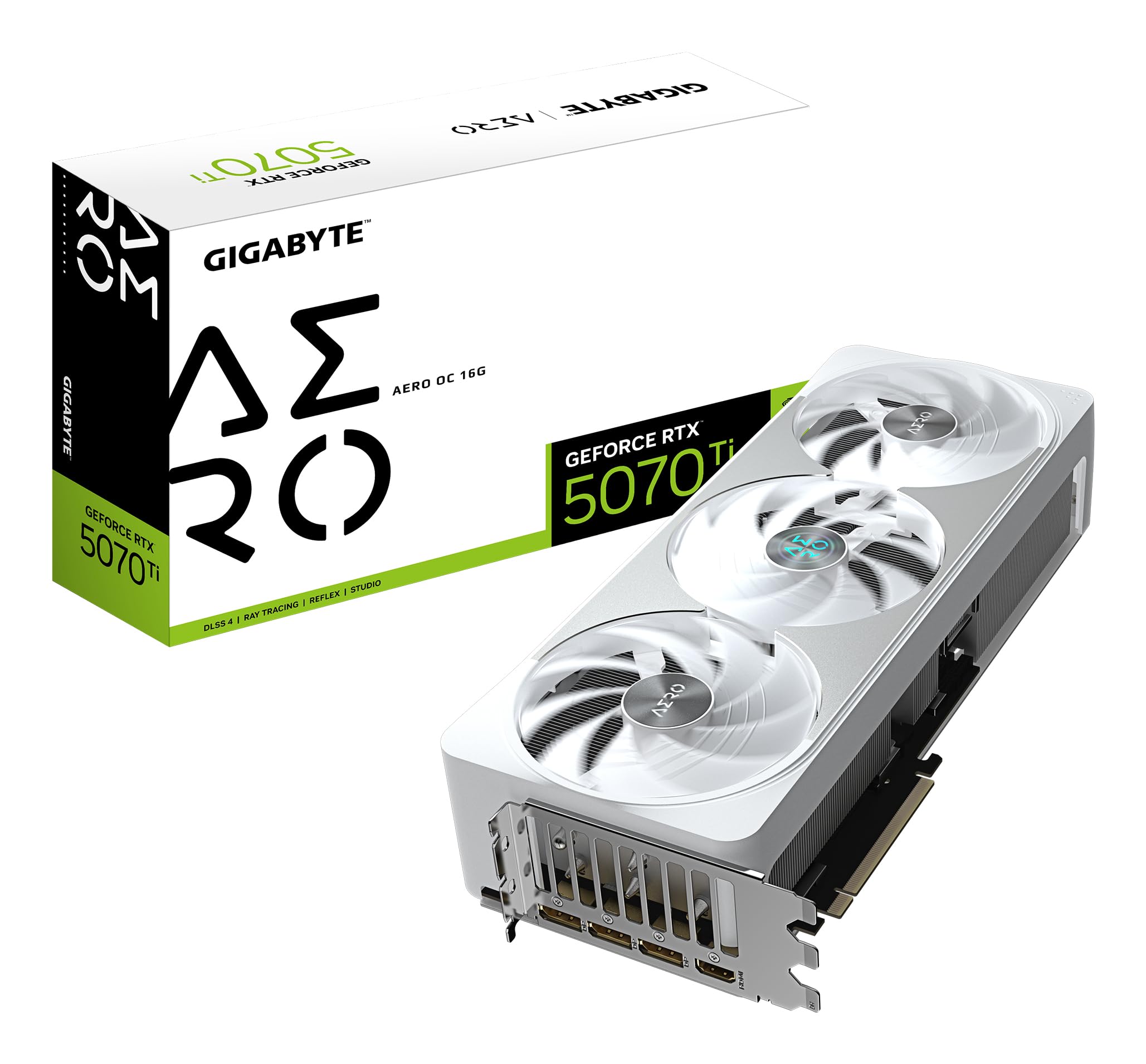 Gigabyte GeForce RTX 5070 Ti AERO OC 16G Graphics Card - 16GB GDDR7, 256bit, PCI-E 5.0, 2588 MHz Core Clock, 3 x DP 2.1a, 1 x HDMI 2.1b, NVIDIA DLSS 4, GV-N507TAERO OC-16GD