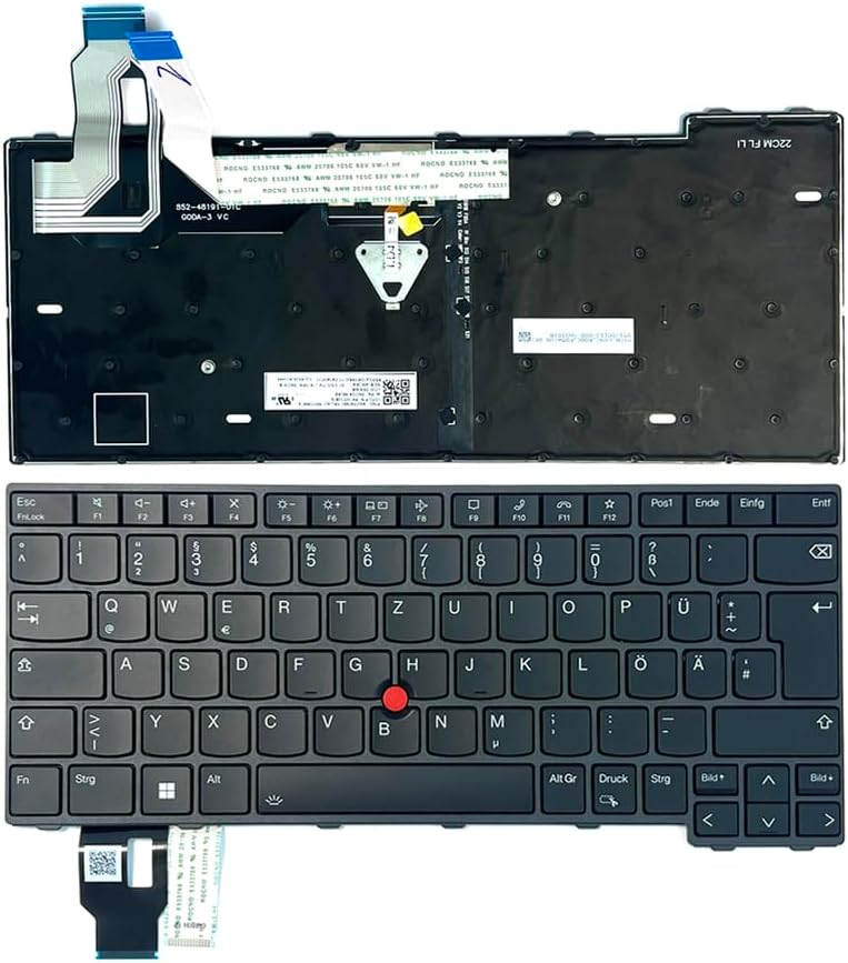 Gintai Backlit Keyboard Layout for Lenovo ThinkPad T14 / P14s / L14 Gen 3, L14 / T14 / P14s Gen 4 Keyboard Laptop Backlit Keyboard Black (DE/German/German) DE/German/Allemand