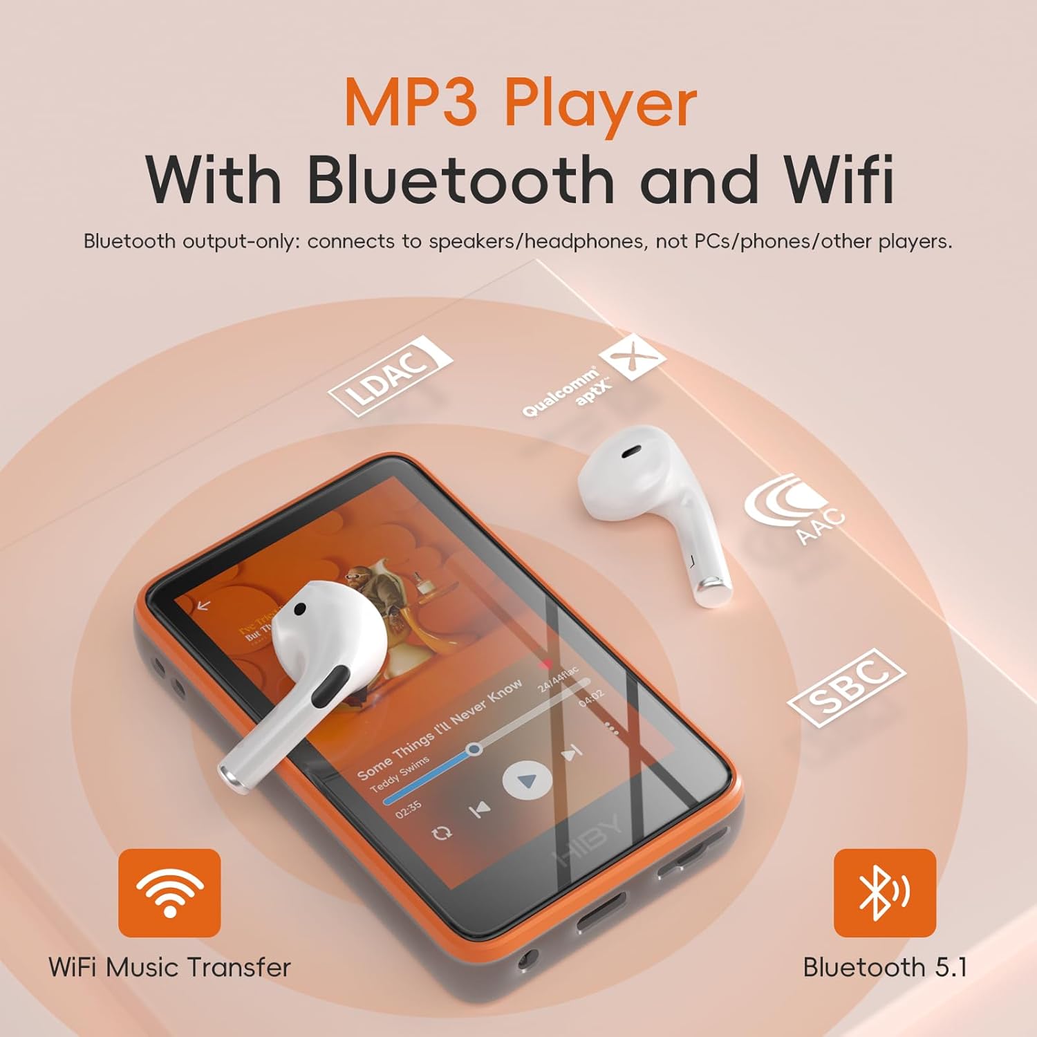HiBy HiFi R1 MP3 Player with Bluetooth 5.1 Tidal Qobuz DSD 256 Native Lossless Music Player with Touchscreen/Hi-Res Audio Certified/MSEB Tuning/2TB Expanded Memory Standard Black