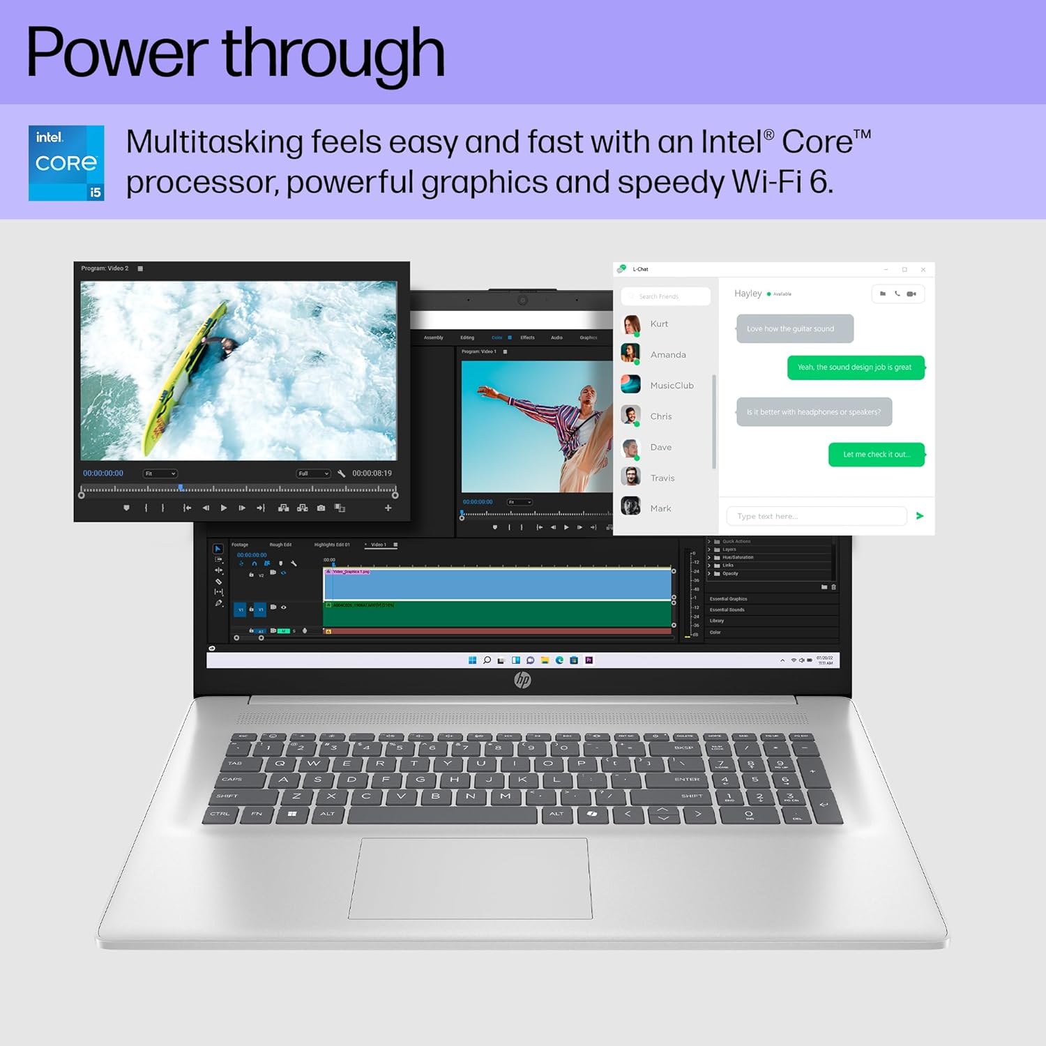 HP 17.3 inch Laptop, FHD Display, Intel Core i5-1334U, 16 GB RAM, 512 GB SSD, Intel Iris Xe Graphics, Windows 11 Home, Natural Silver, 17-cn3399nr Paint finish cover and base, sandblasted In-mould roll keyboard frame