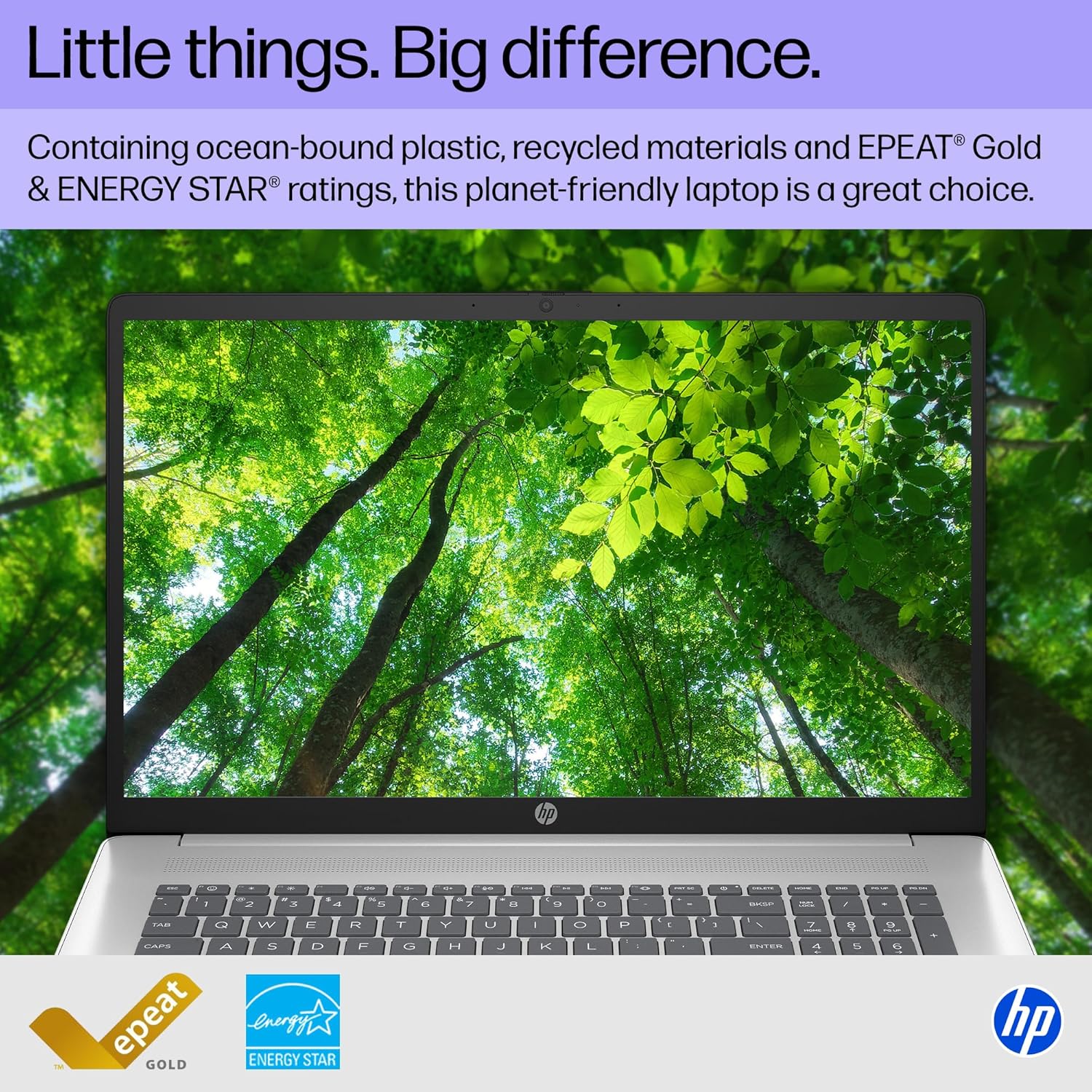 HP 17.3 inch Laptop, FHD Display, Intel Core i5-1334U, 16 GB RAM, 512 GB SSD, Intel Iris Xe Graphics, Windows 11 Home, Natural Silver, 17-cn3399nr Paint finish cover and base, sandblasted In-mould roll keyboard frame