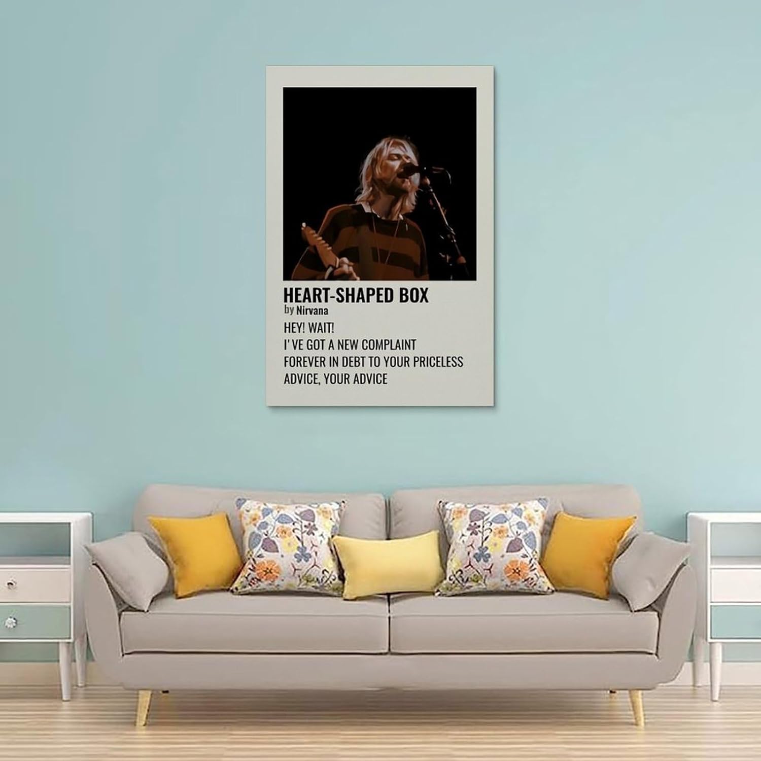 HRUERYWRBTT Kurt Cobain Aesthetic Poster Canvas Wall Art Vintage Decor for Living Room Bedroom 30x45cm No Frame Style 12x18inch(30x45cm) Unframe Style