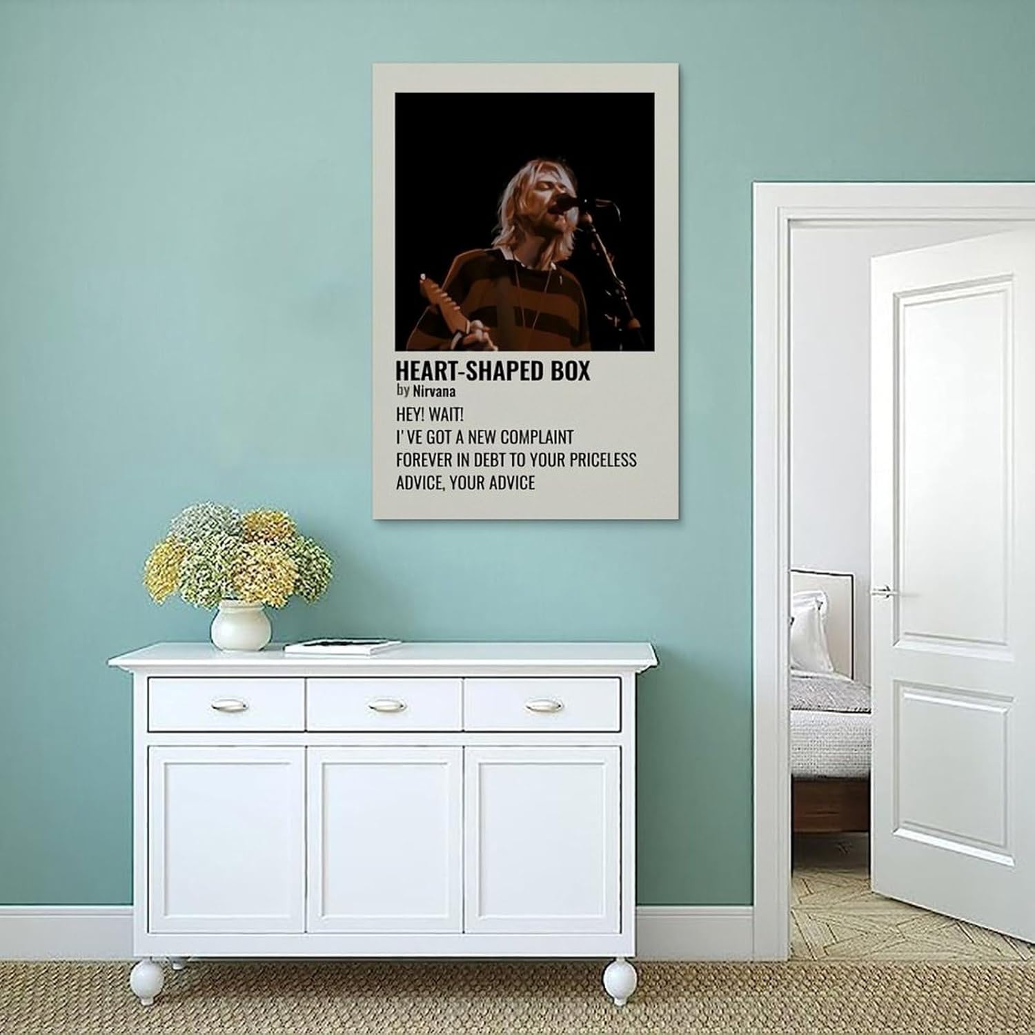 HRUERYWRBTT Kurt Cobain Aesthetic Poster Canvas Wall Art Vintage Decor for Living Room Bedroom 30x45cm No Frame Style 12x18inch(30x45cm) Unframe Style