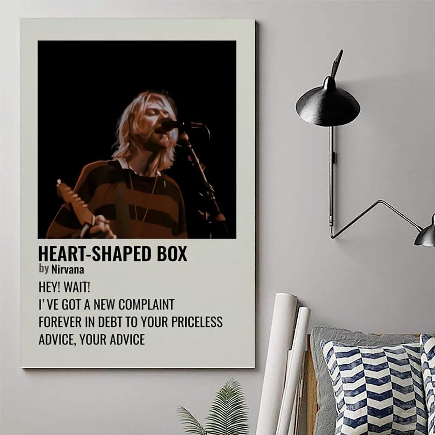 HRUERYWRBTT Kurt Cobain Aesthetic Poster Canvas Wall Art Vintage Decor for Living Room Bedroom 30x45cm No Frame Style 12x18inch(30x45cm) Unframe Style