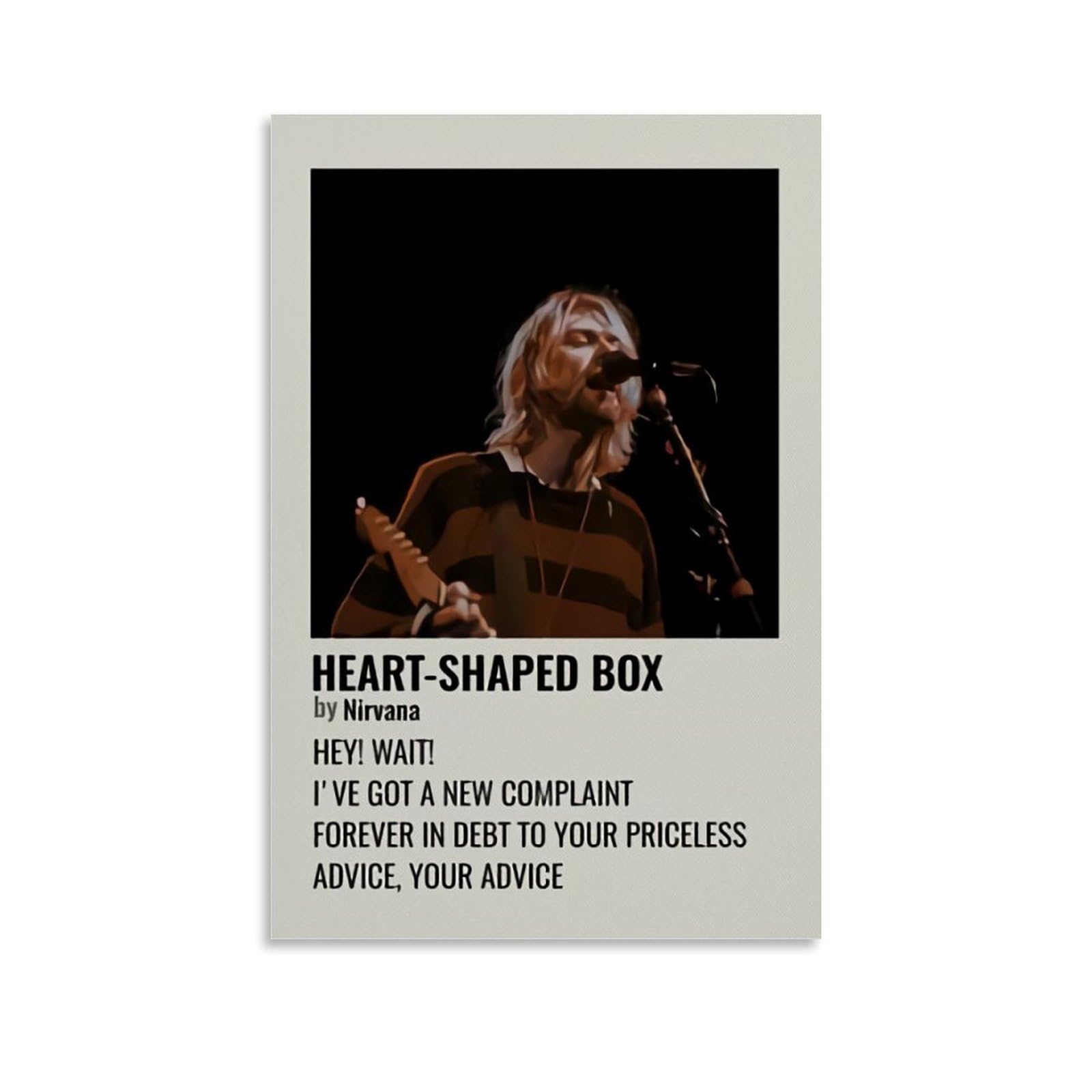 HRUERYWRBTT Kurt Cobain Aesthetic Poster Canvas Wall Art Vintage Decor for Living Room Bedroom 30x45cm No Frame Style 12x18inch(30x45cm) Unframe Style