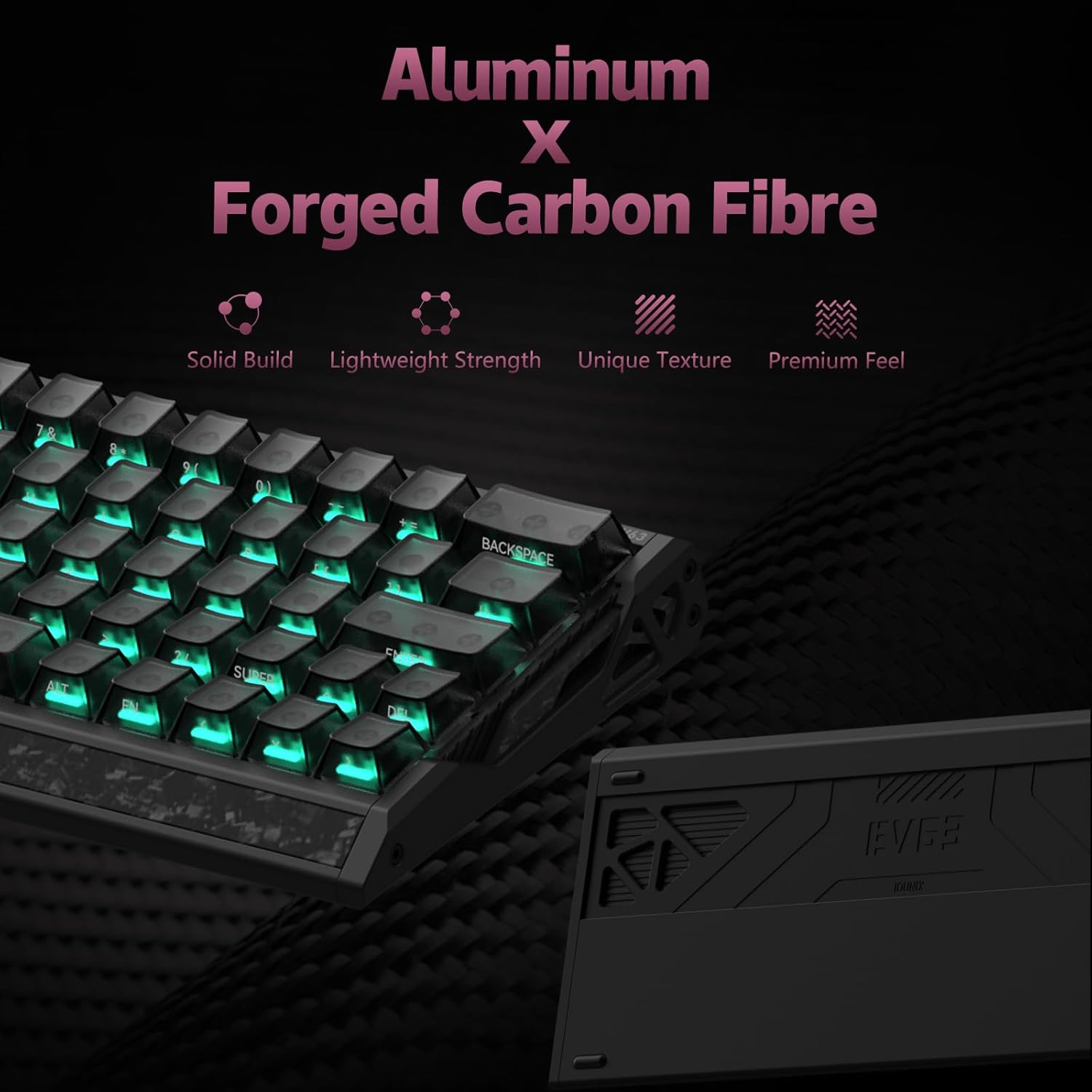 IQUNIX EV63 Hall Effect Magnetic Gaming Keyboard 60% | 0.01mm Rapid Trigger, Adjustable Actuation, 0.125ms Latency, Hot-Swap, SOCD, RGB, Aluminum with Forged Carbon (Dark Side)