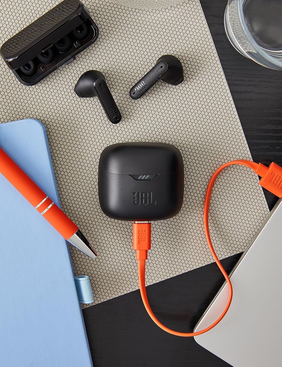 JBL Tune Flex TWS True Wireless Bluetooth In Ear Earphones, with Active Noise Cancellation, Powerful Bass, IPX4 Waterproof, 8+24 Hours of Combined Battery Life, Charging Case, Black