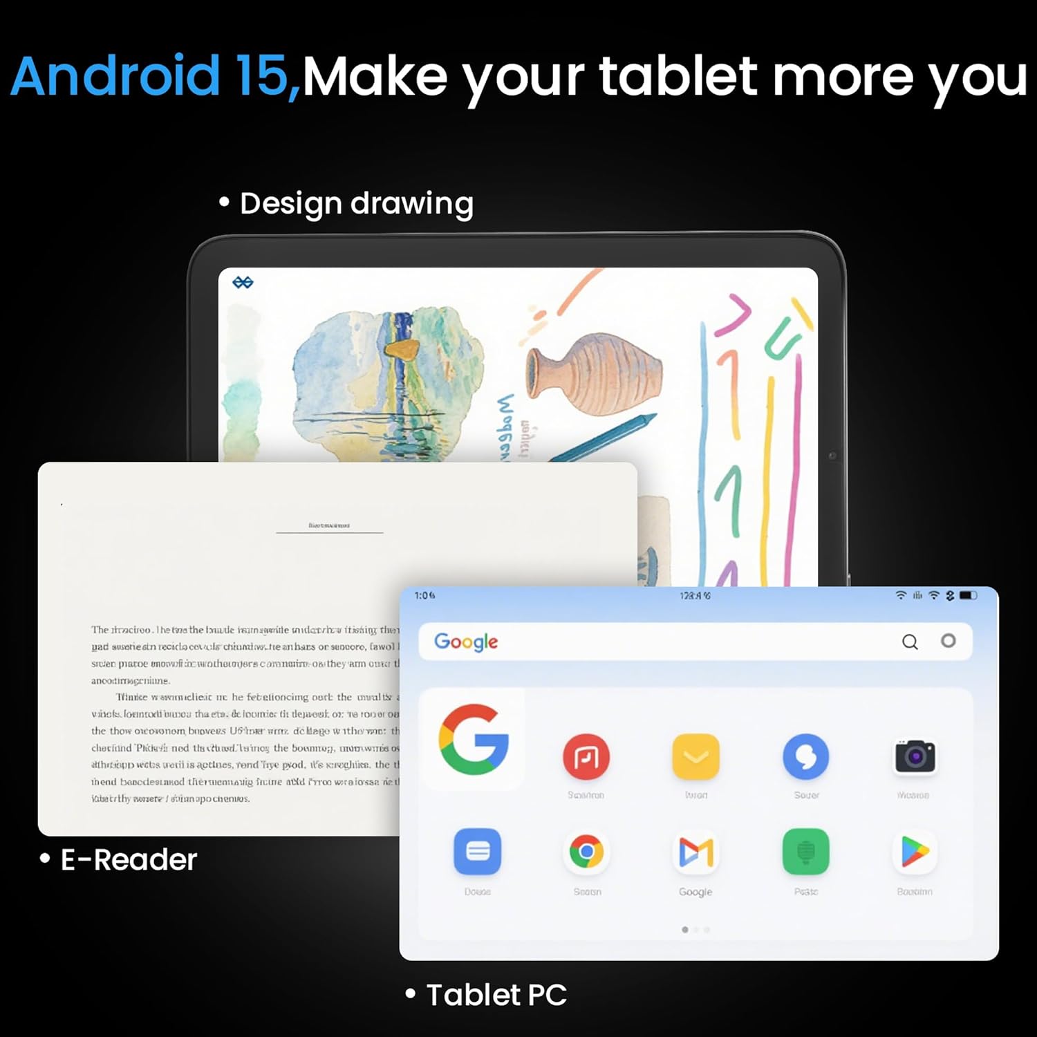 Keoaxll 10.1" Tablet, Android 15, In-Cell Display, 20 GB (8+12) RAM, 256 GB ROM, 1280x800, 6000 mAh battery, Bluetooth, dual camera, GMS, WiFi