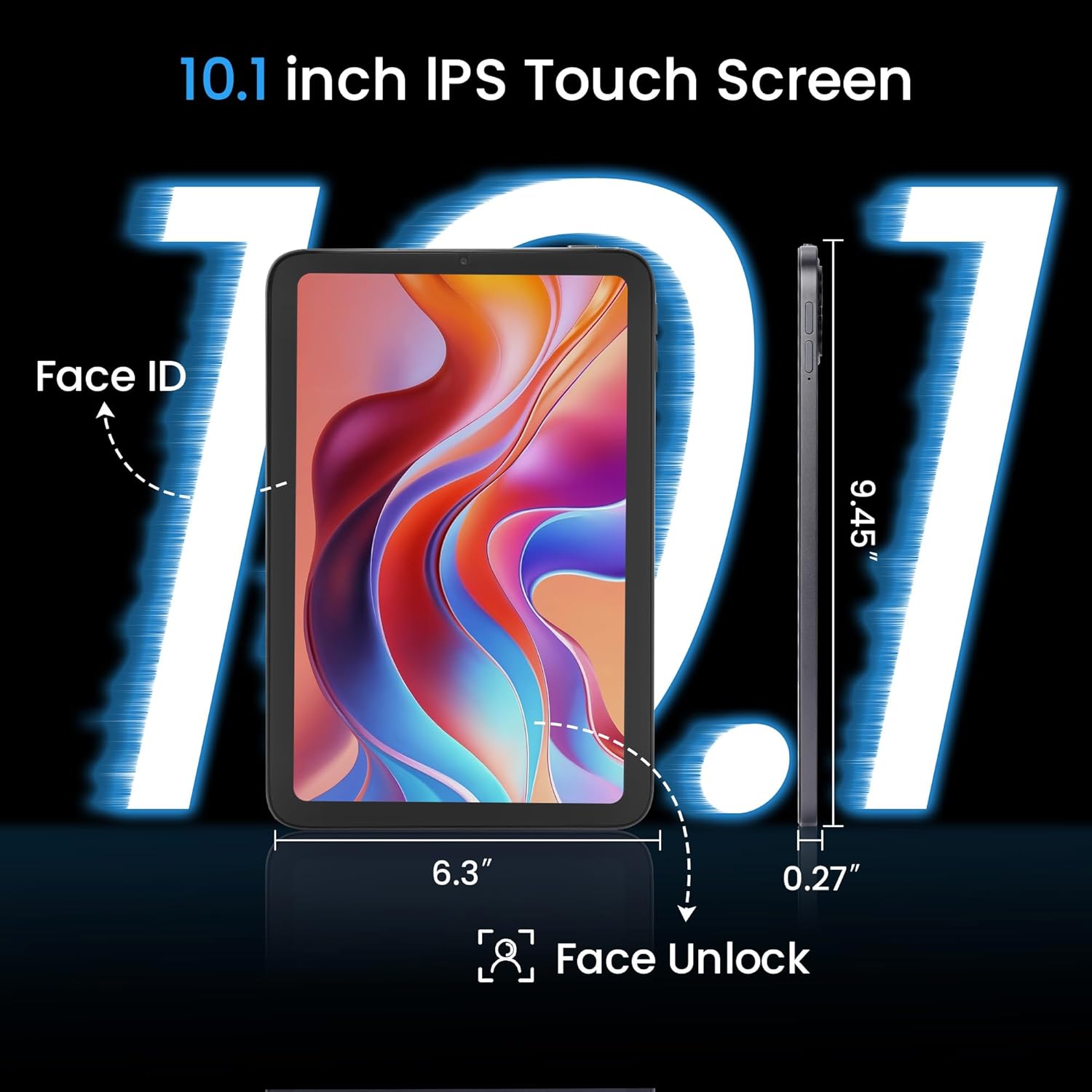 Keoaxll 10.1" Tablet, Android 15, In-Cell Display, 20 GB (8+12) RAM, 256 GB ROM, 1280x800, 6000 mAh battery, Bluetooth, dual camera, GMS, WiFi