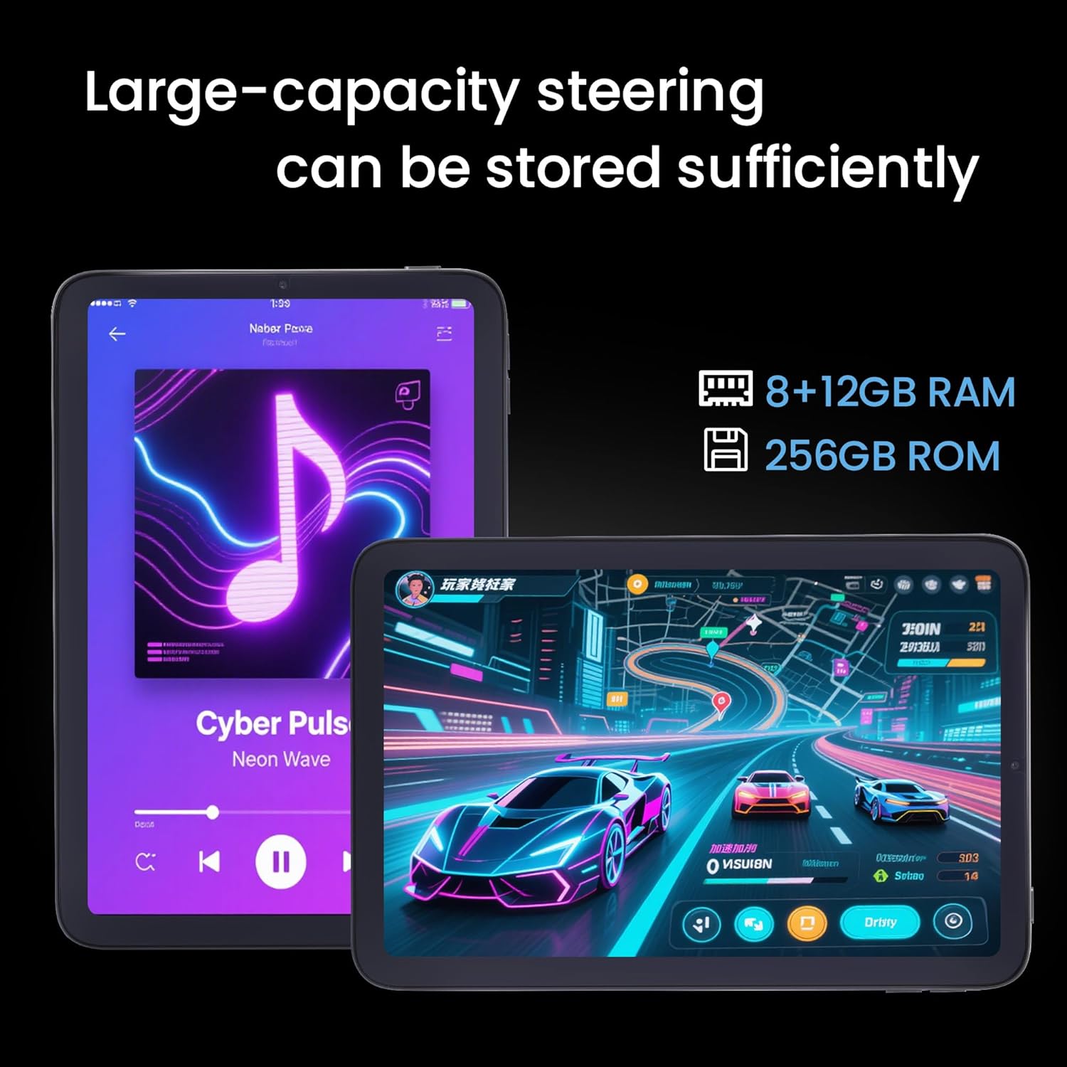 Keoaxll 10.1" Tablet, Android 15, In-Cell Display, 20 GB (8+12) RAM, 256 GB ROM, 1280x800, 6000 mAh battery, Bluetooth, dual camera, GMS, WiFi