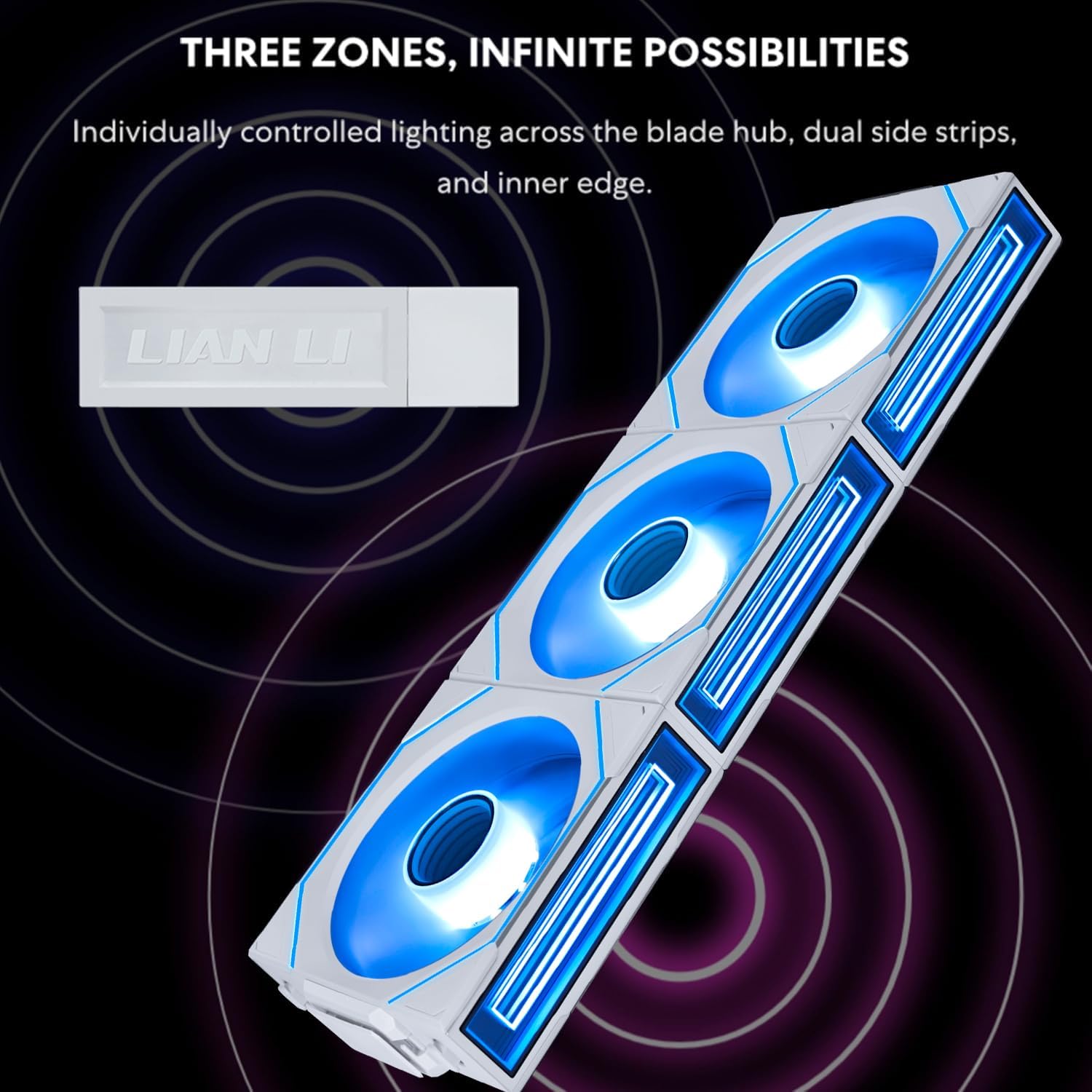 Lian Li UNI Fan SL-Infinity Wireless - 120 - Single Pack (Reverse Blade) - 2.4 GHz Wireless Signal ARGB Fan Control - Double Infinity Mirror - Controller NOT Included & Required - White (12RSLIN1W1W) 120 Reverse White